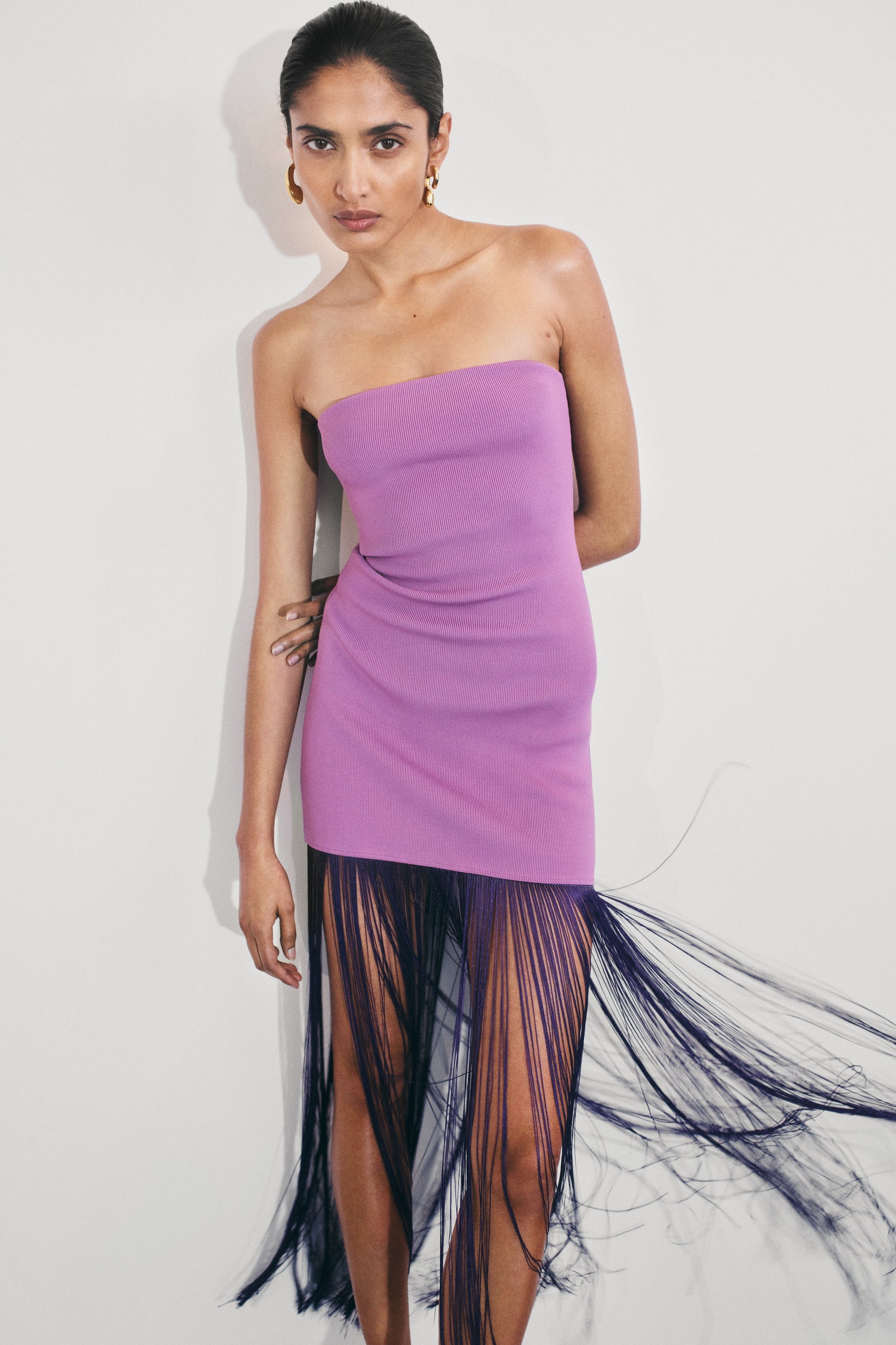 Koah Fringe Bandage Knit Maxi Dress - Purple #3