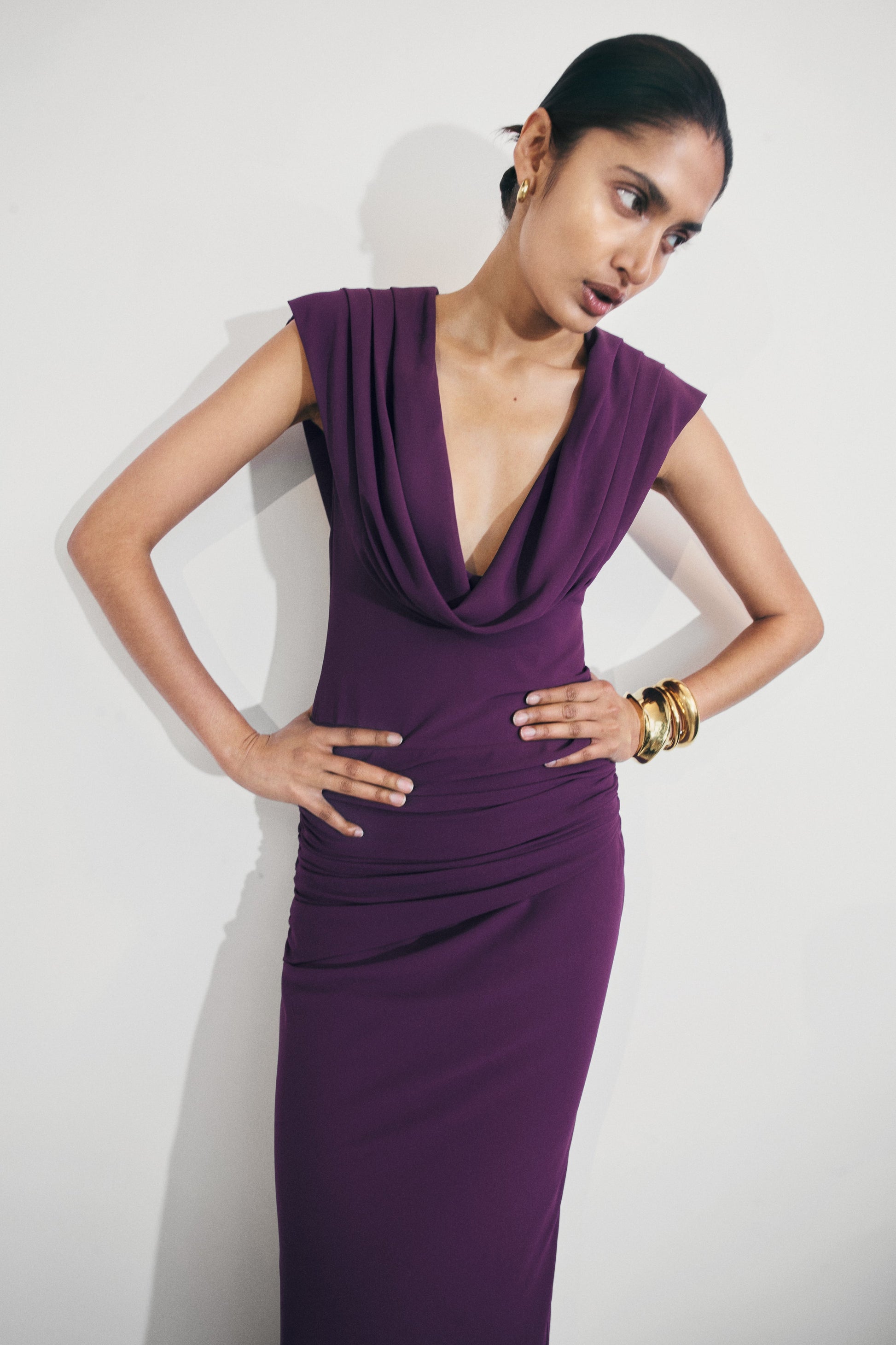 Giulia Chiffon Draped Maxi Dress - Purple #6