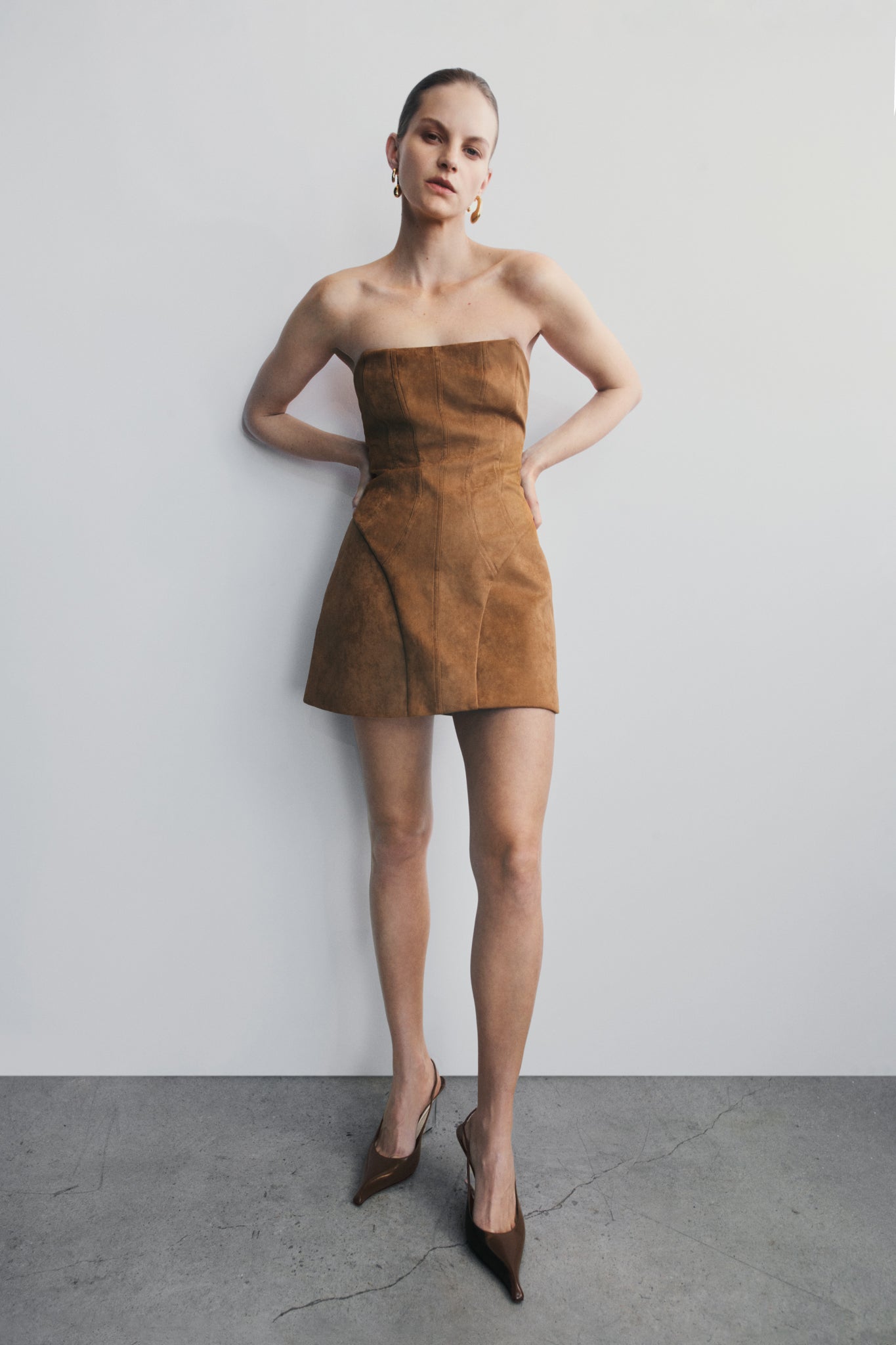 Andy Faux Suede Mini Dress - Camel #2