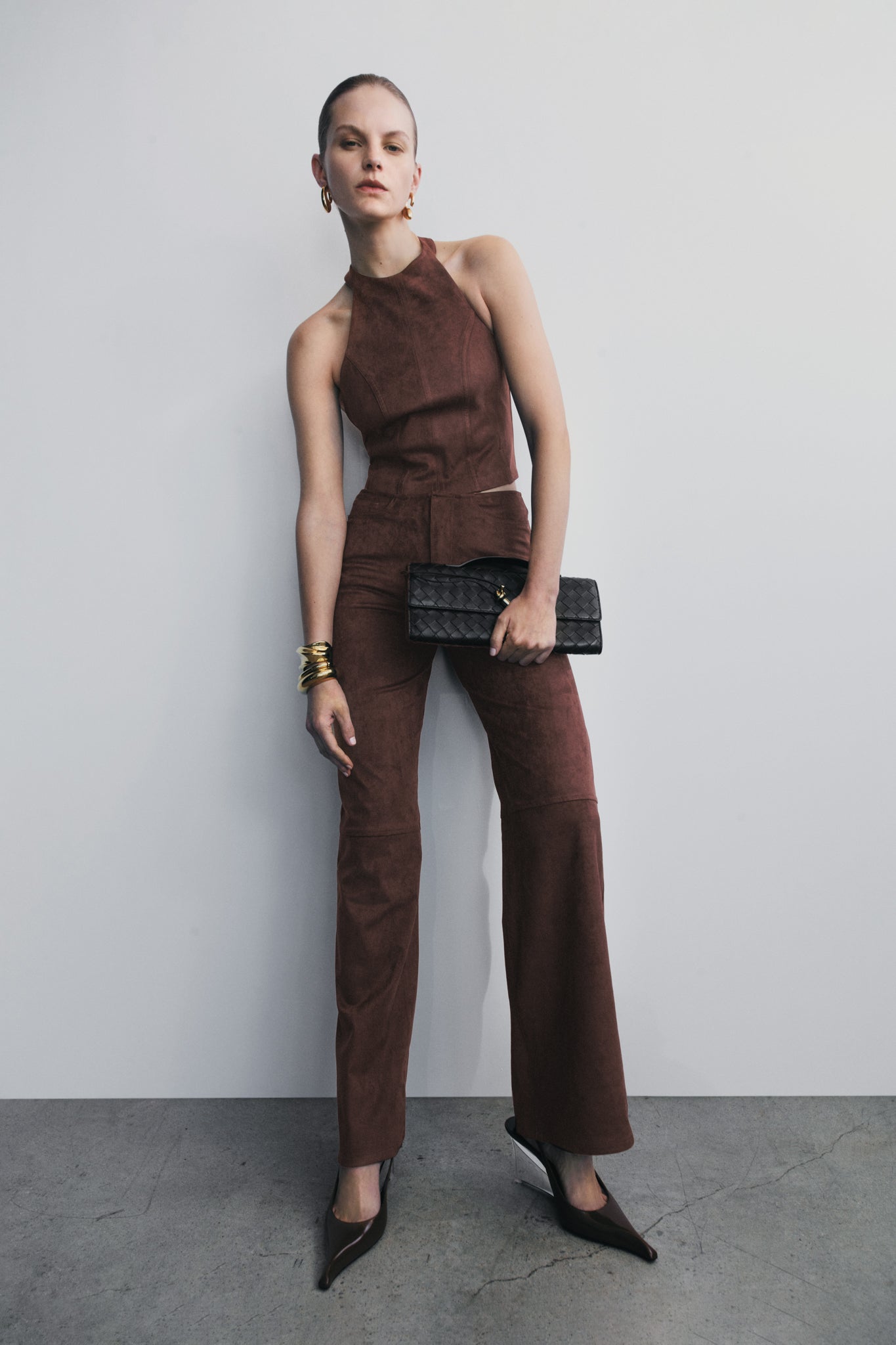 Logan Faux Suede Halter Top - Dark Chocolate #2