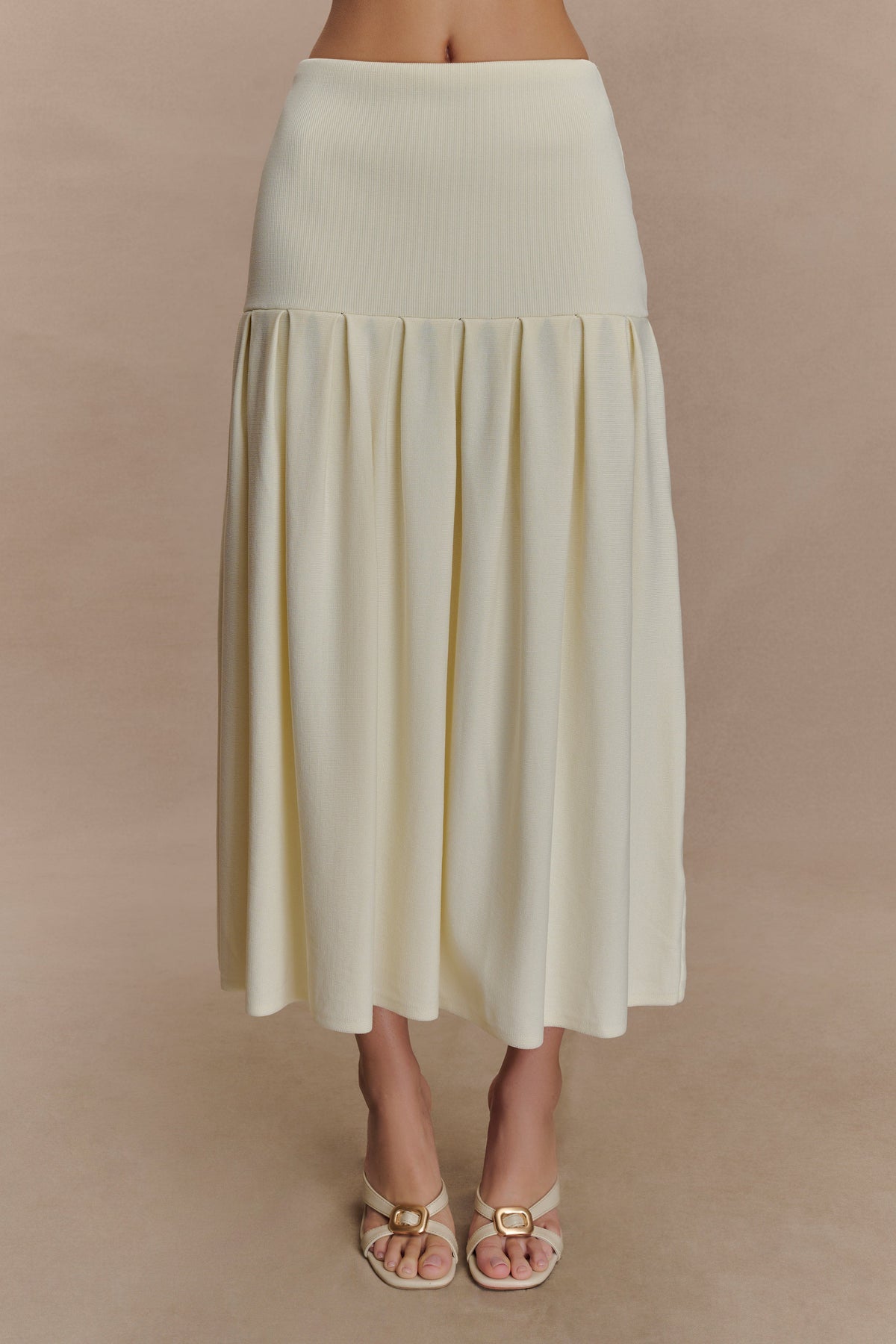 Romaine Bandage Knit Midi Skirt - Ivory