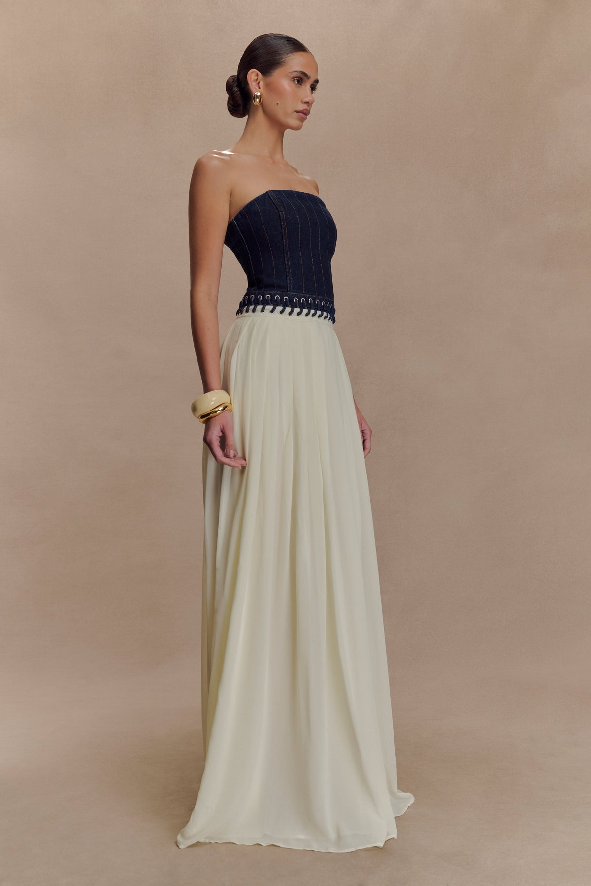 Suella Chiffon Denim Maxi Dress - Indigo Blue #6