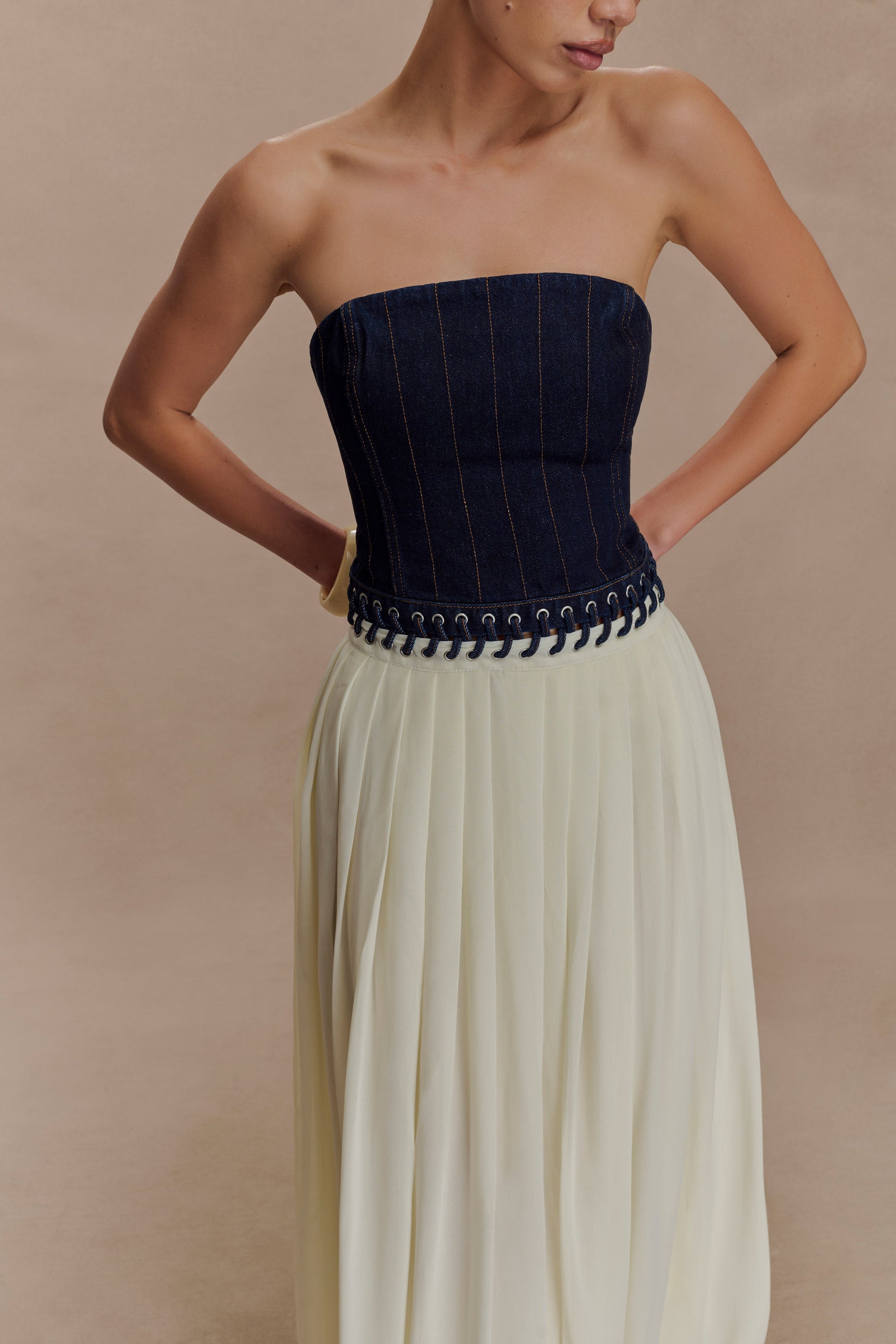 Suella Chiffon Denim Maxi Dress - Indigo Blue #5