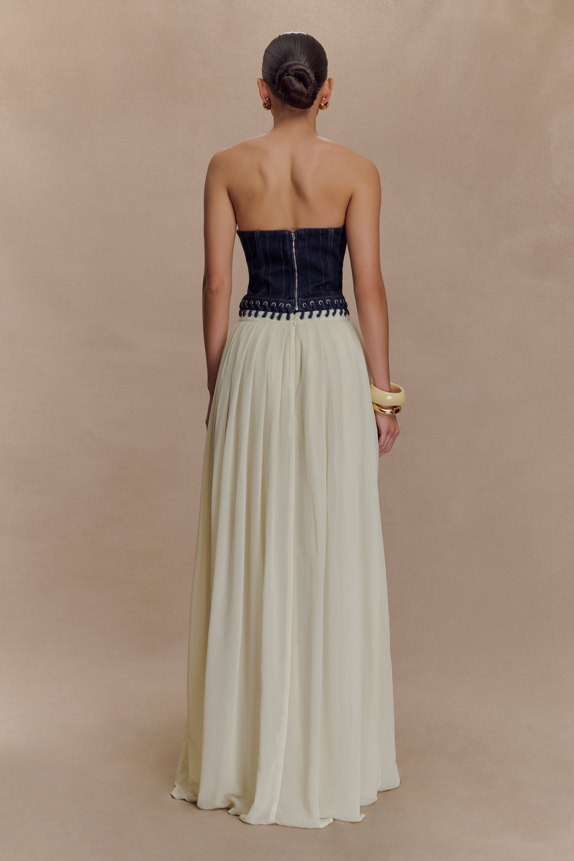 Suella Chiffon Denim Maxi Dress - Indigo Blue #2