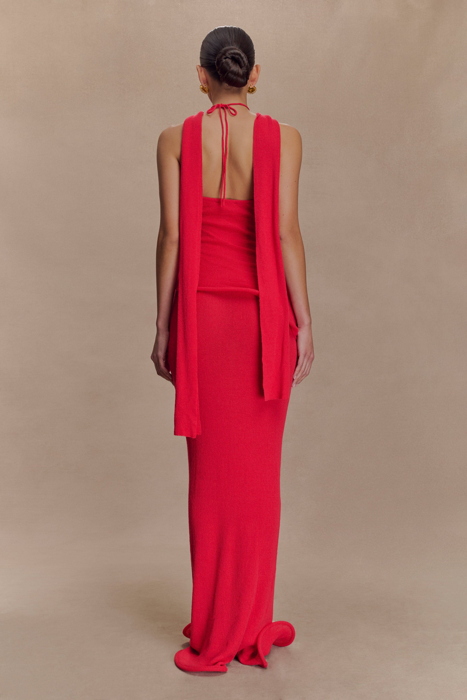 Caprice Halter Knit Maxi Dress - Red #3