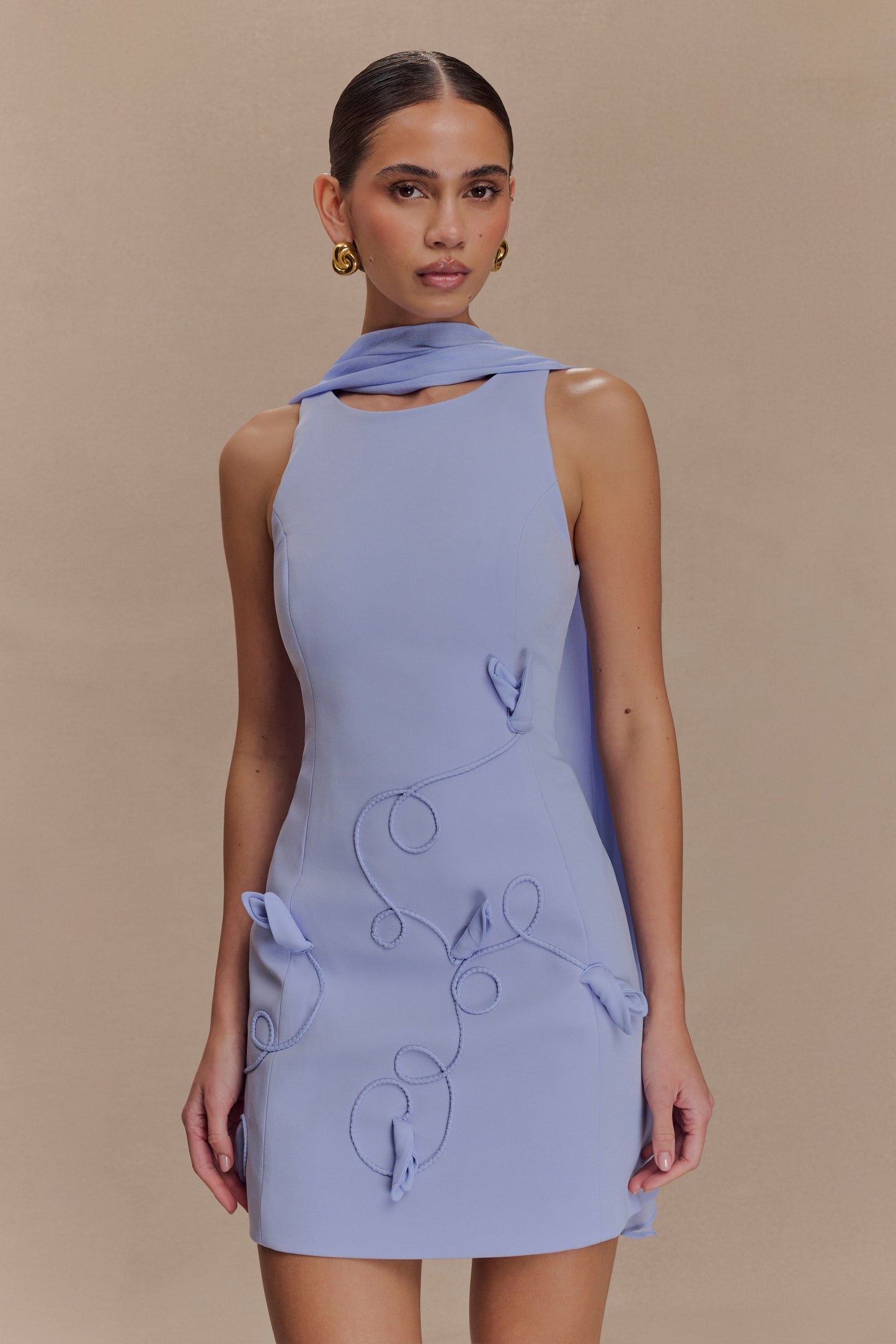Skyler Suiting Embroidered Mini Dress - Lilac