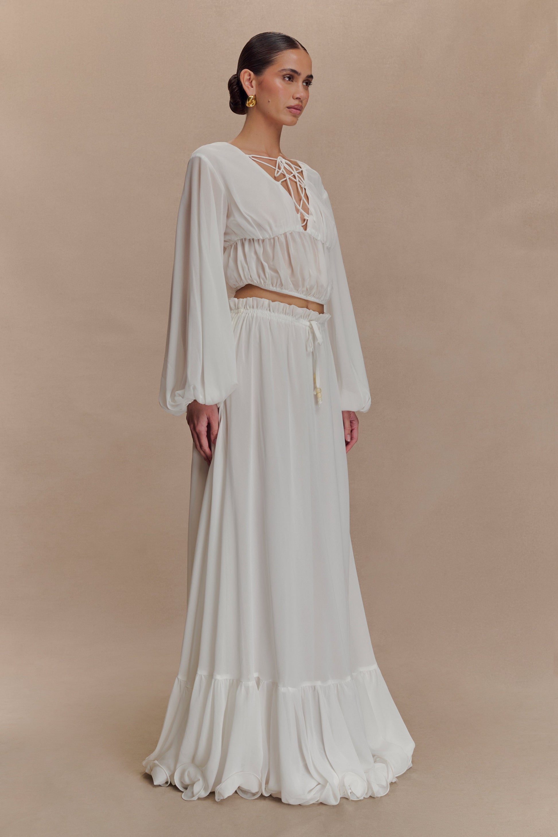 Carlie Chiffon Maxi Skirt - Ivory #6