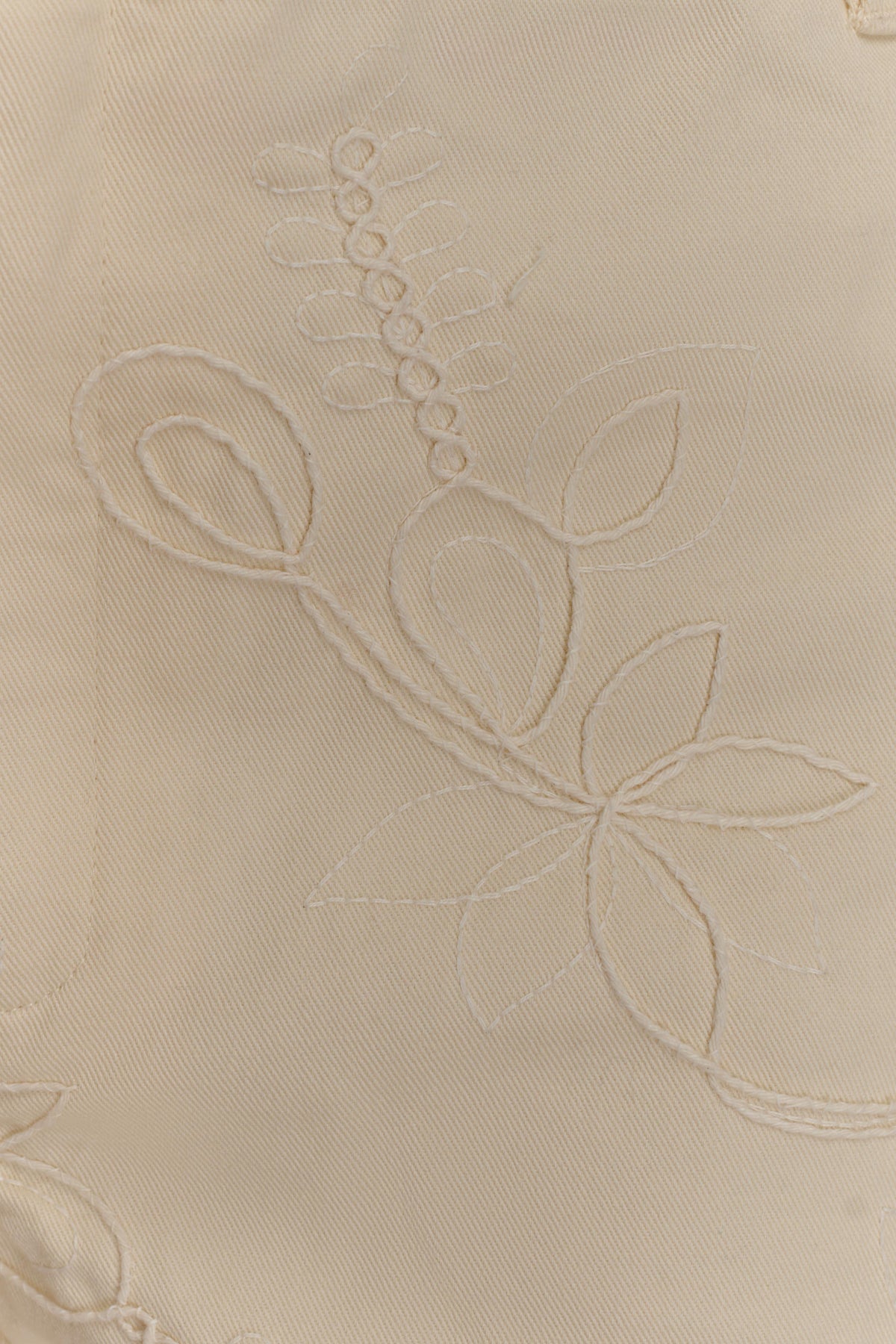 Ebony Embroidered Denim Micro Shorts - Cream