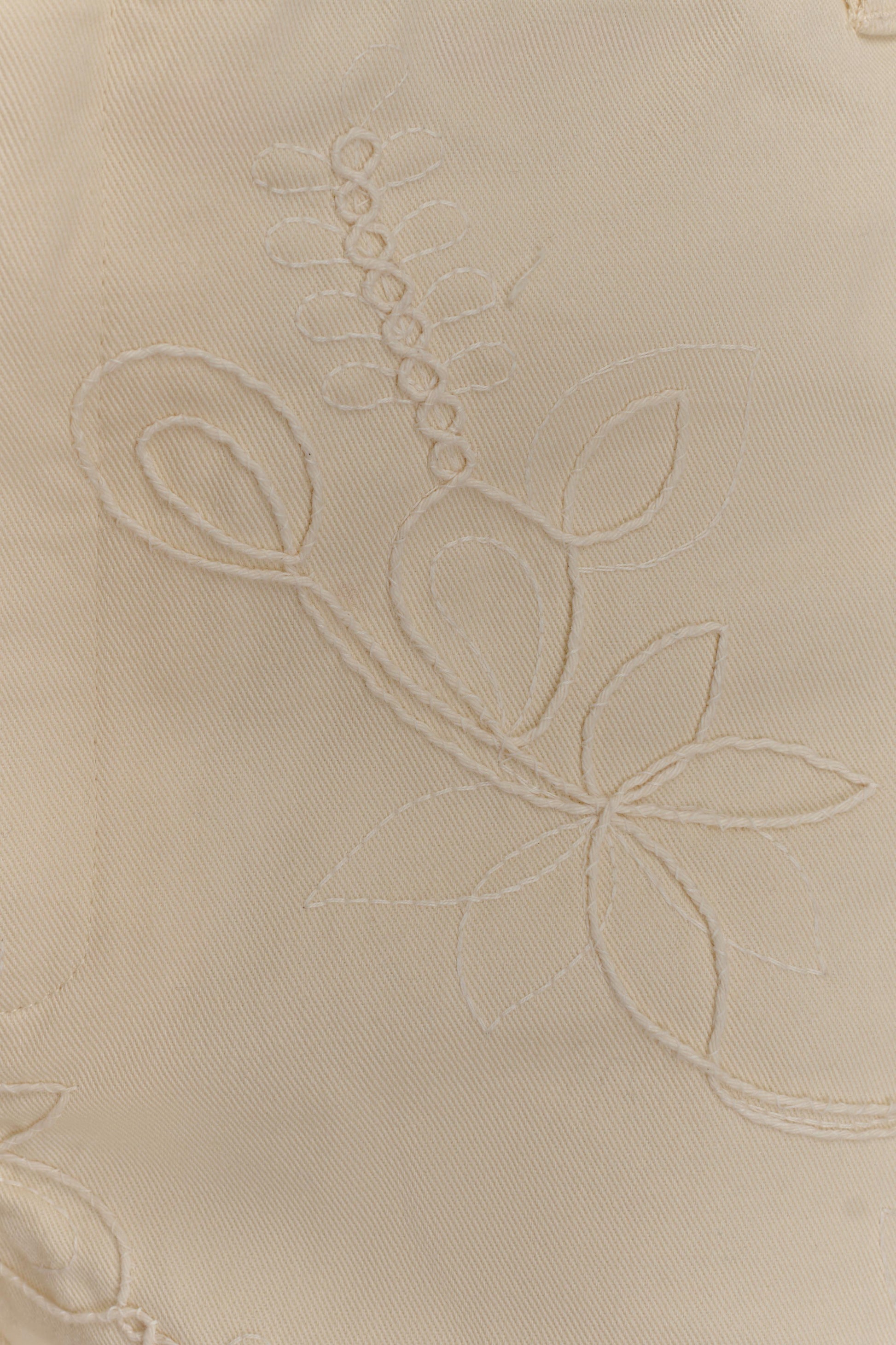 Ebony Embroidered Denim Micro Shorts - Cream #7