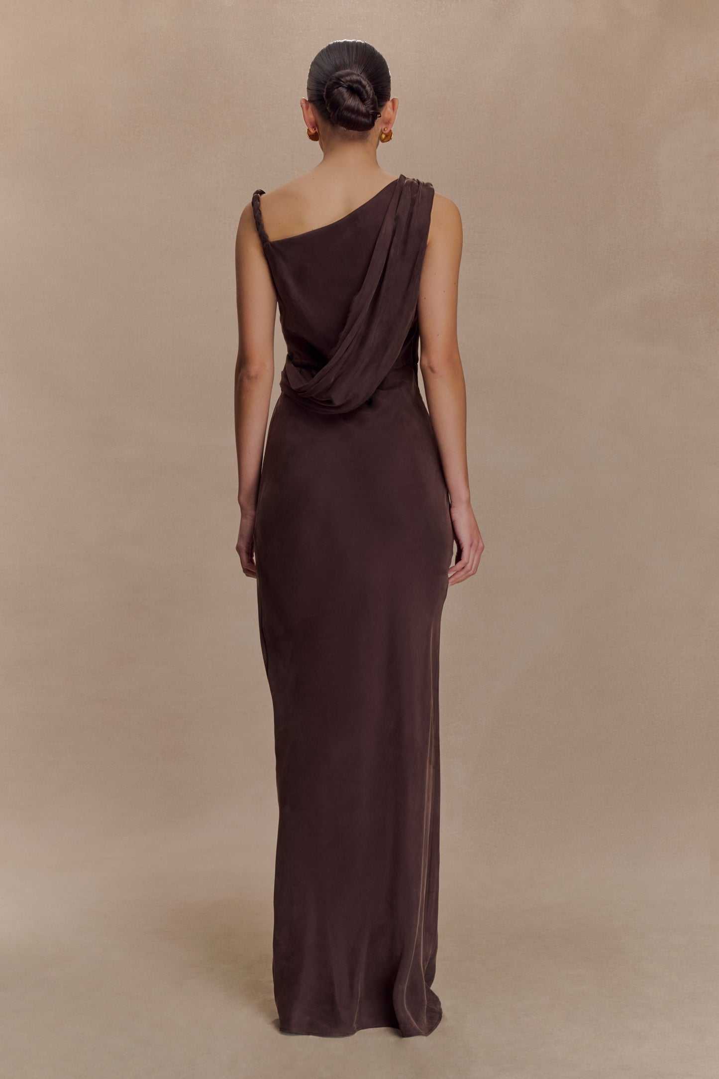 Lorieanne Draped Maxi Dress - Dark Chocolate