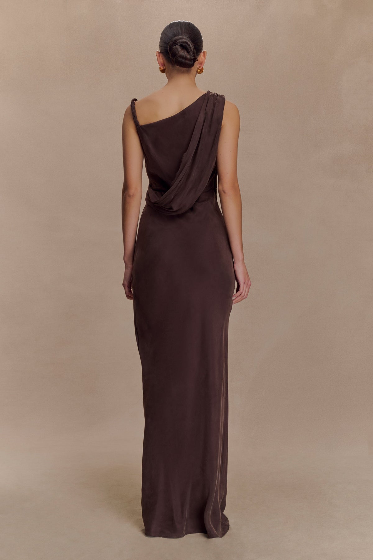 Lorieanne Draped Maxi Dress - Dark Chocolate