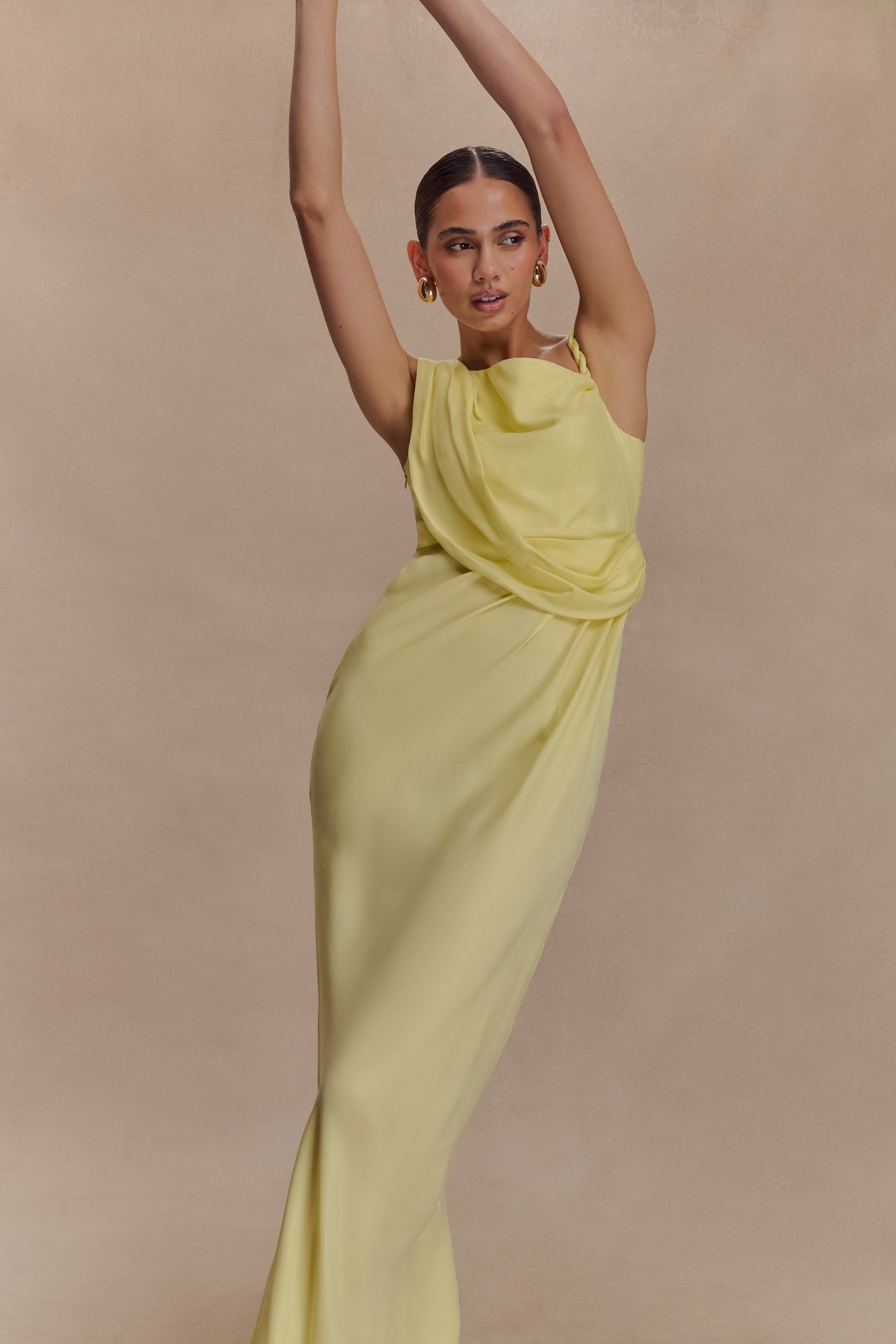 Lorieanne Draped Maxi Dress - Lemon #7