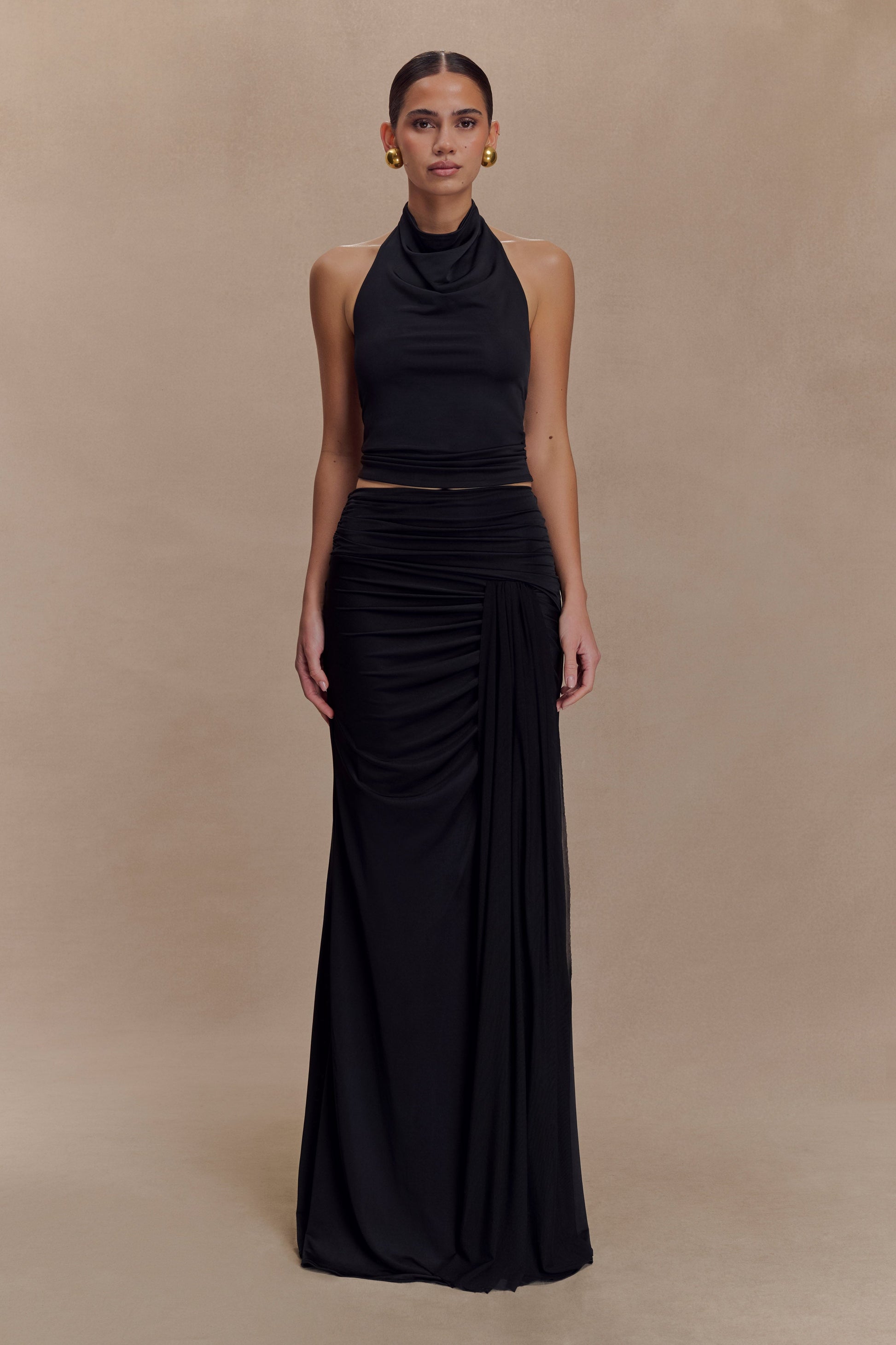 Calandra Slinky Halter Top With Hardware - Black #6