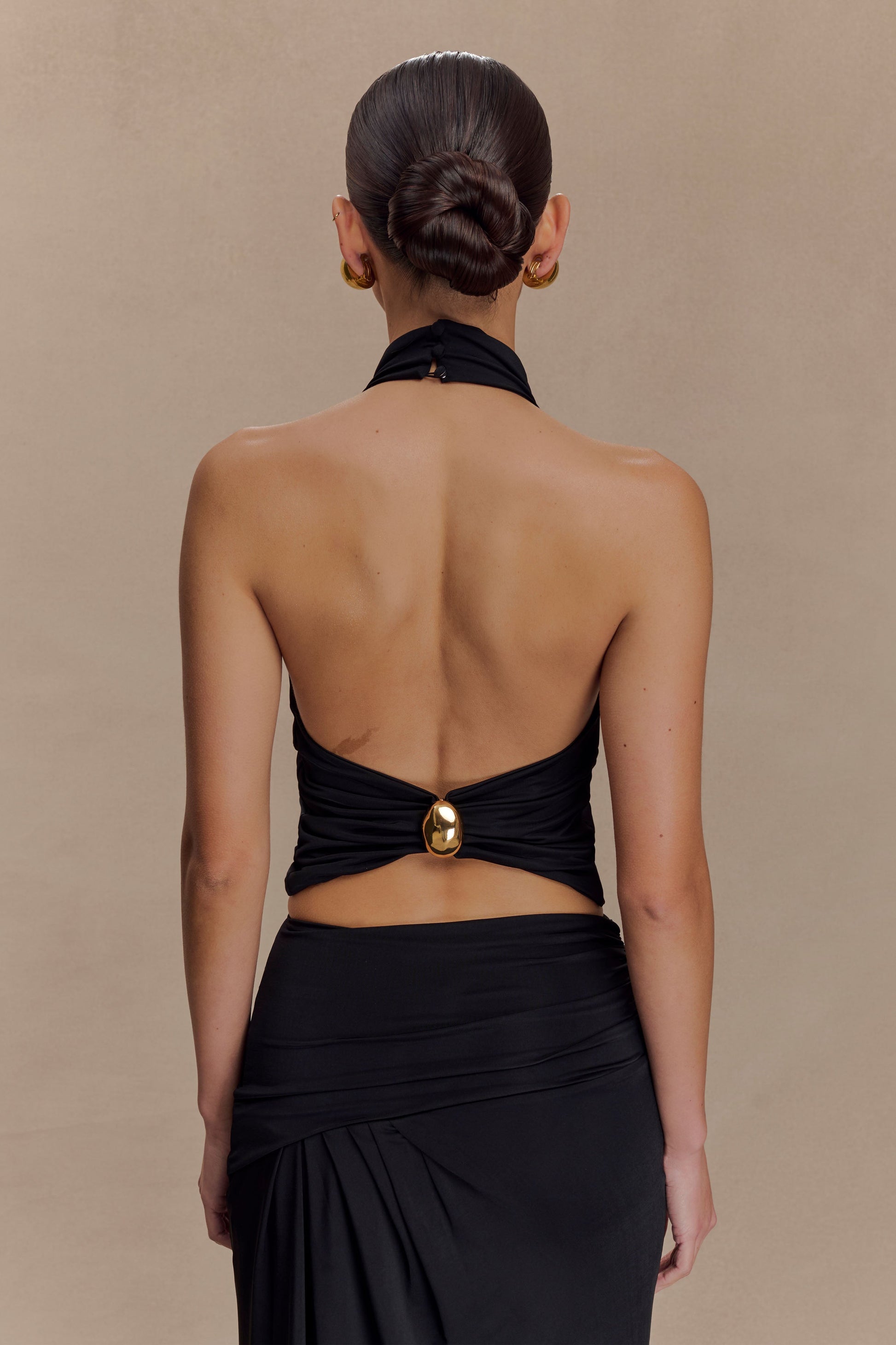 Calandra Slinky Halter Top With Hardware - Black #3