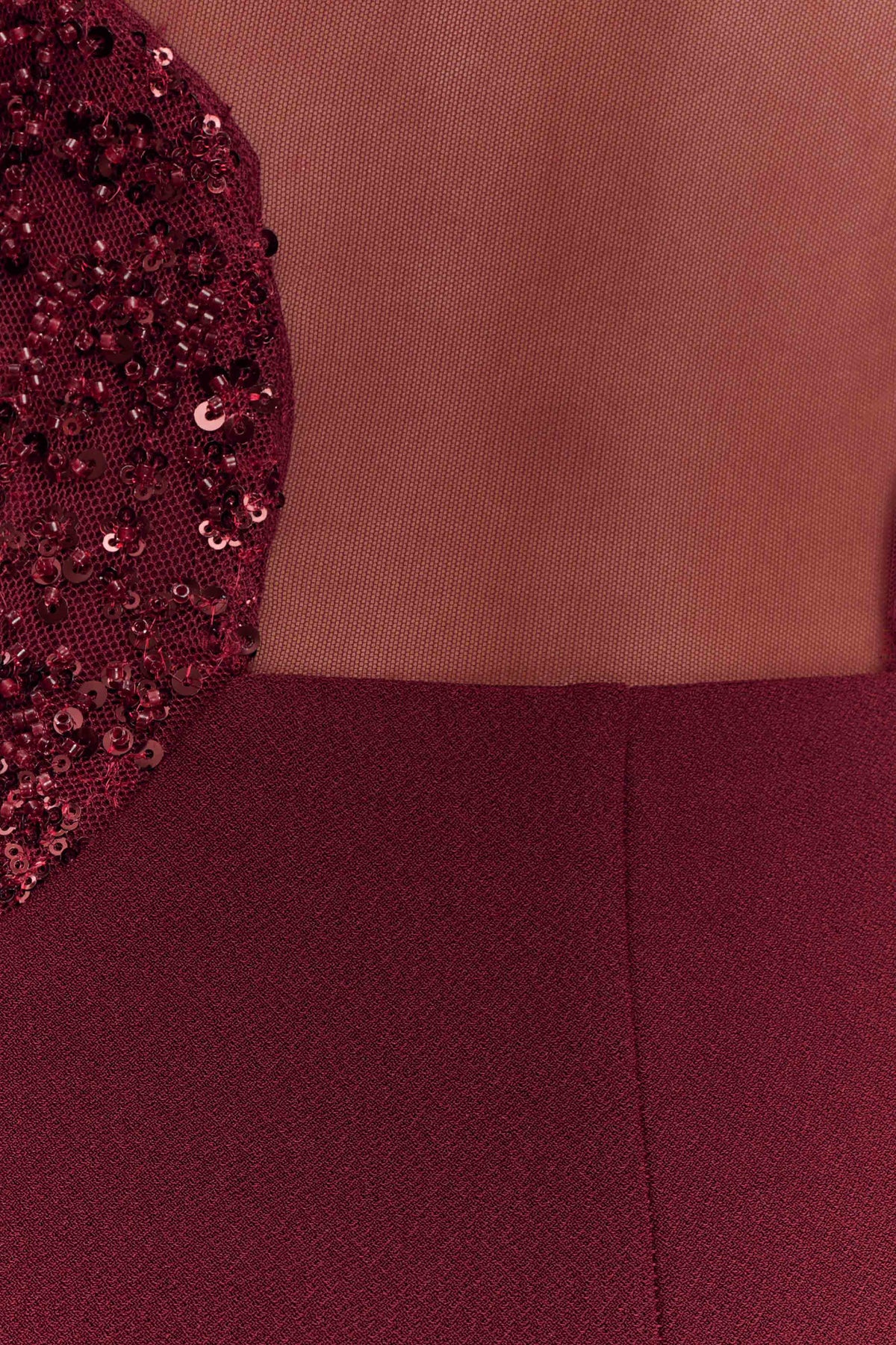 Angelique Beaded Crepe Maxi Dress - Wine #7