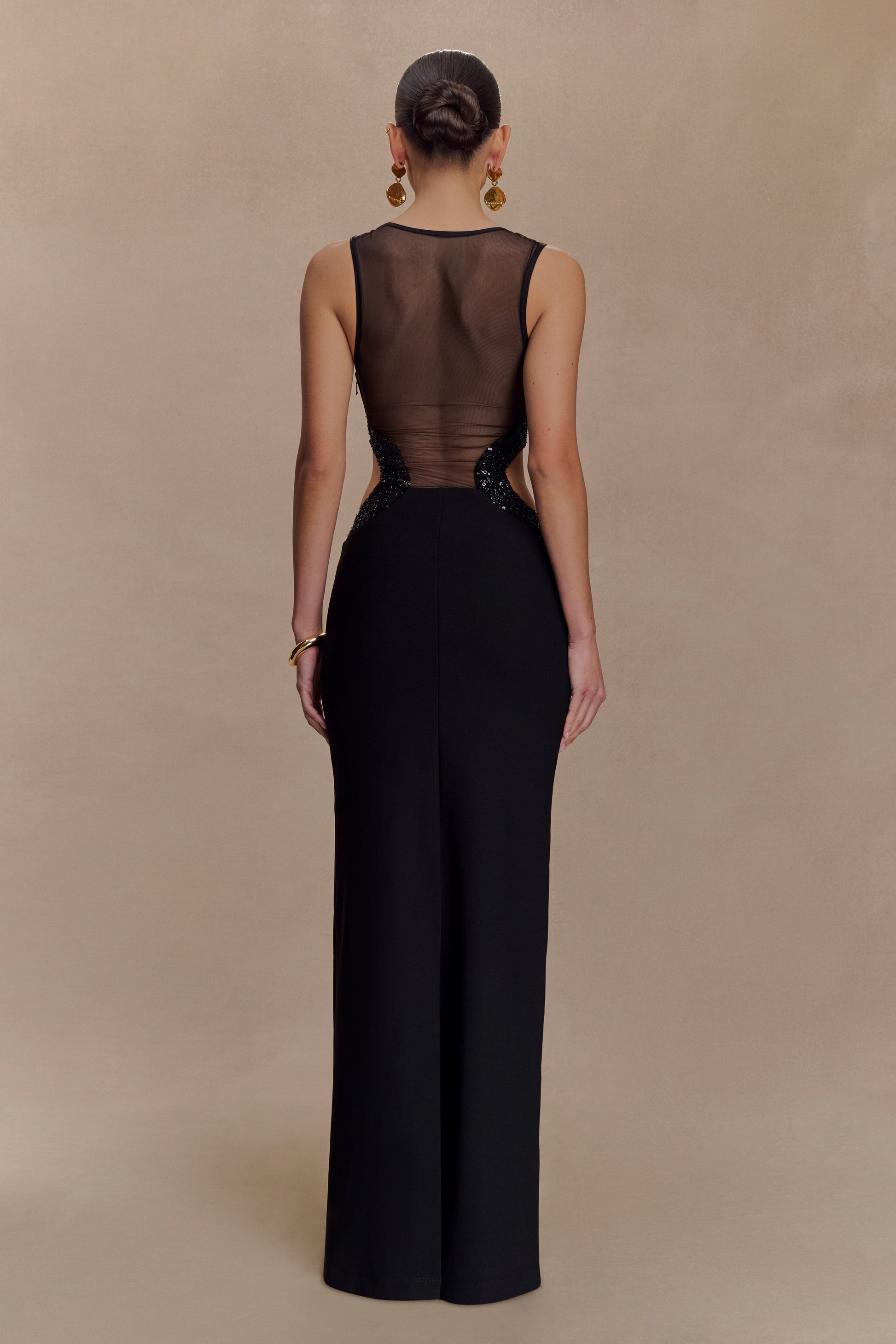 Angelique Beaded Crepe Maxi Dress - Black #2