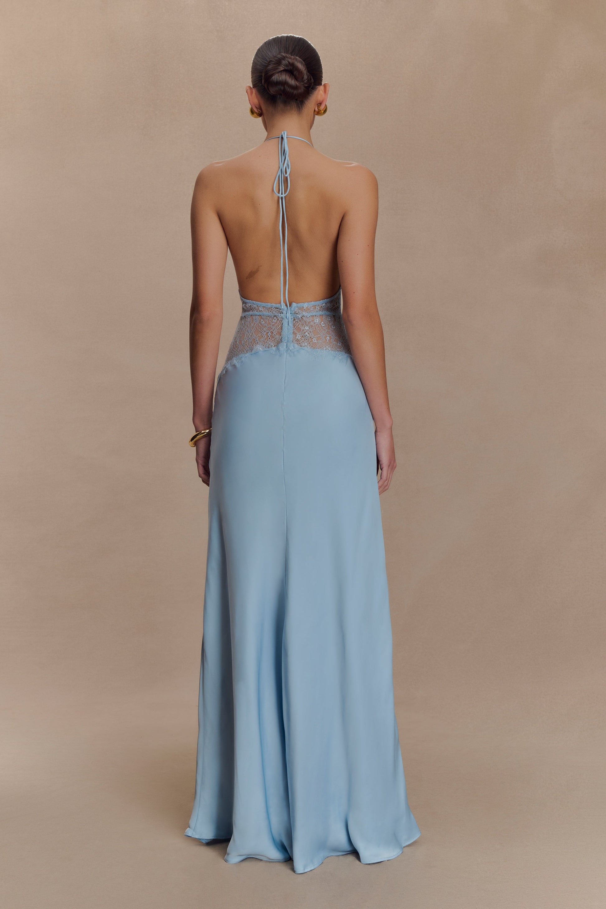 Dinah Lace And Satin Maxi Dress - Cornflower Blue #2