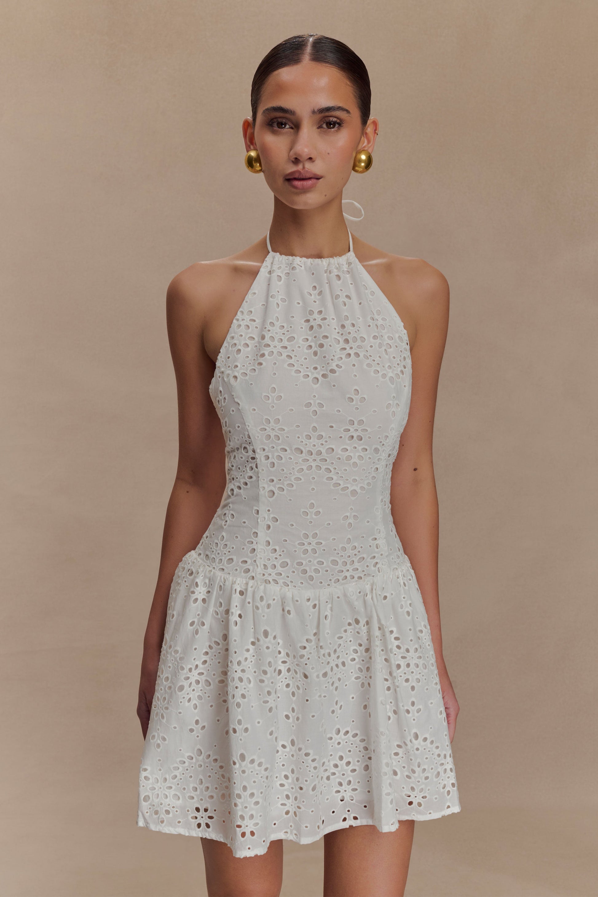 Carlina Broderie Mini Dress - White #5
