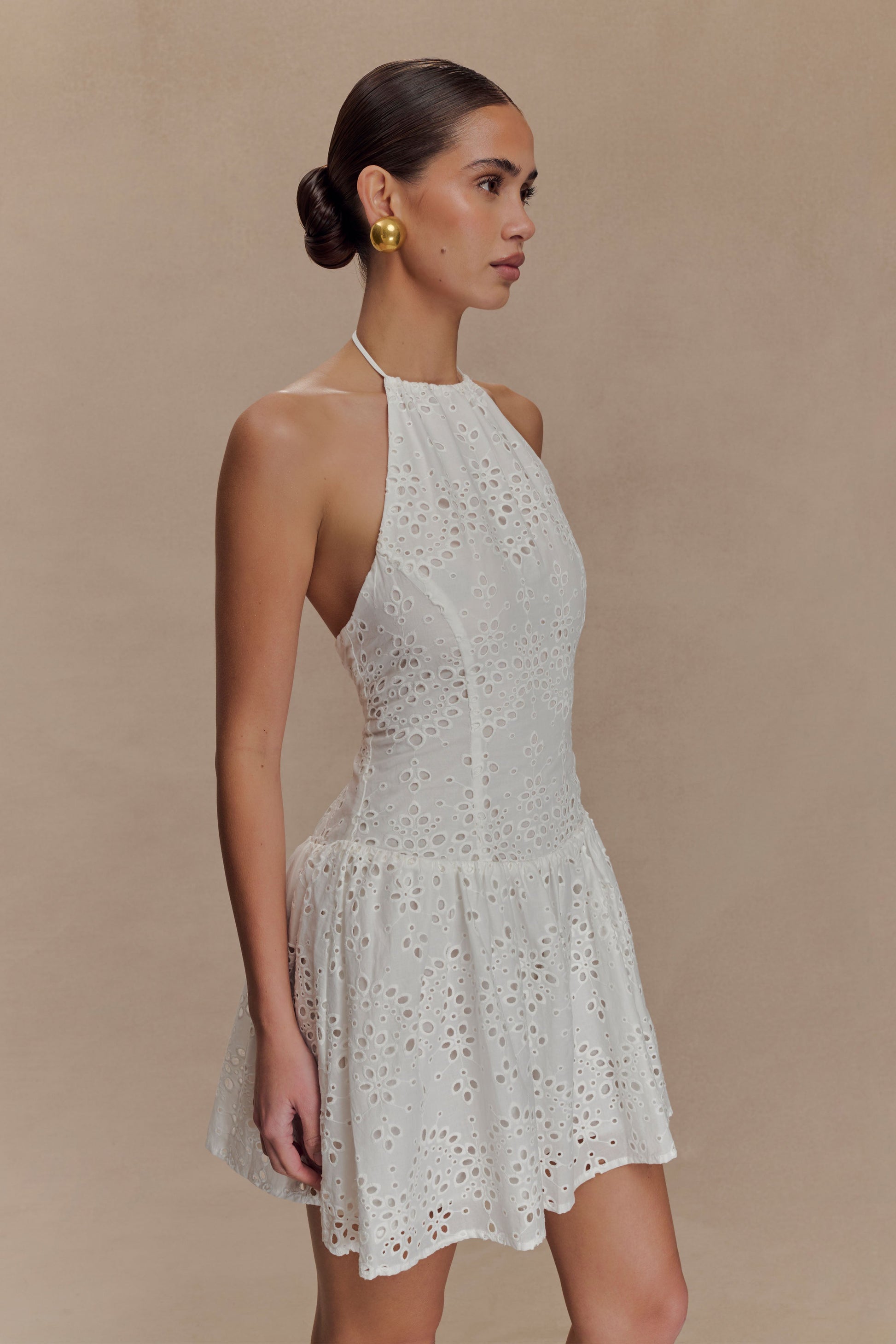 Carlina Broderie Mini Dress - White #4