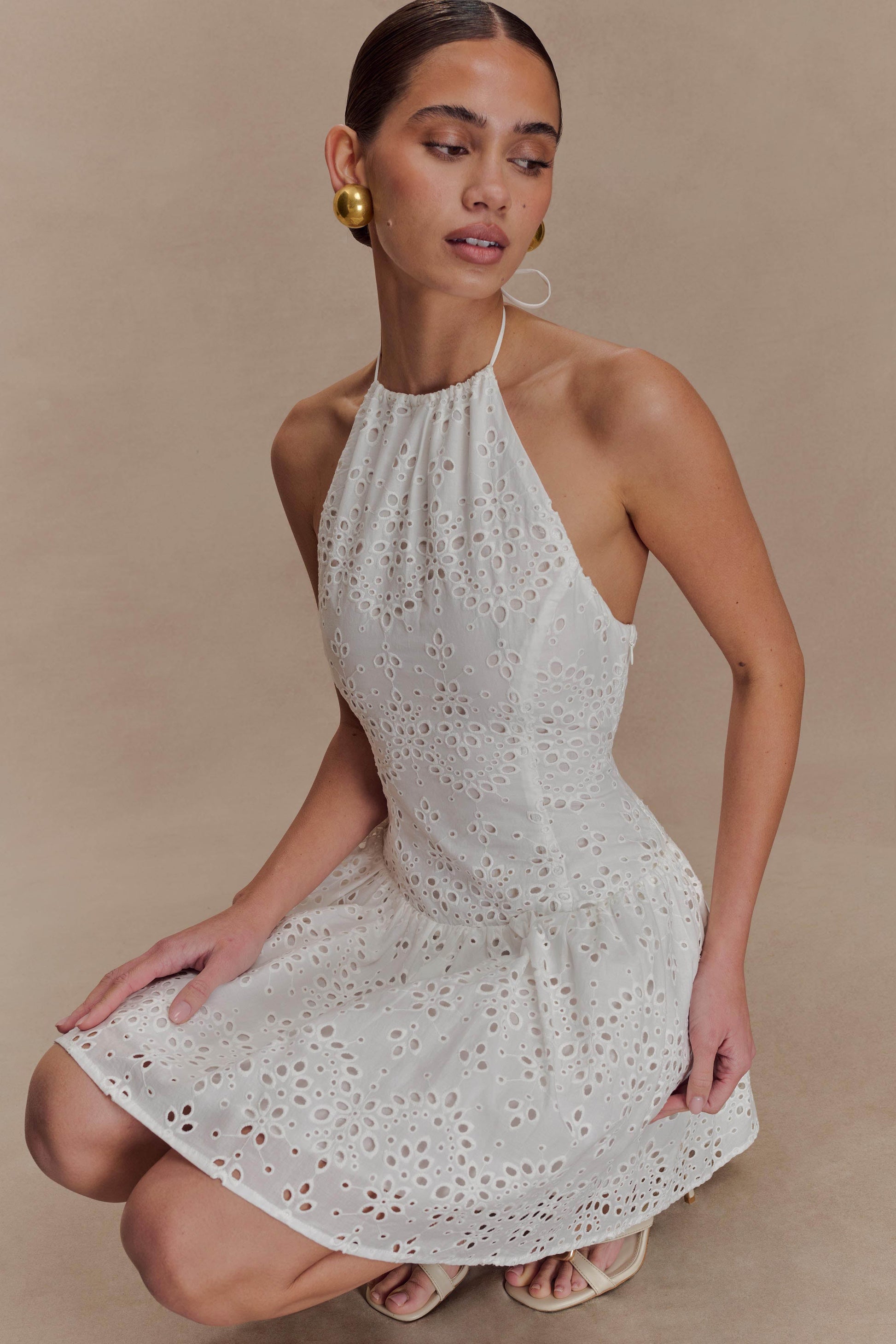 Carlina Broderie Mini Dress - White #3