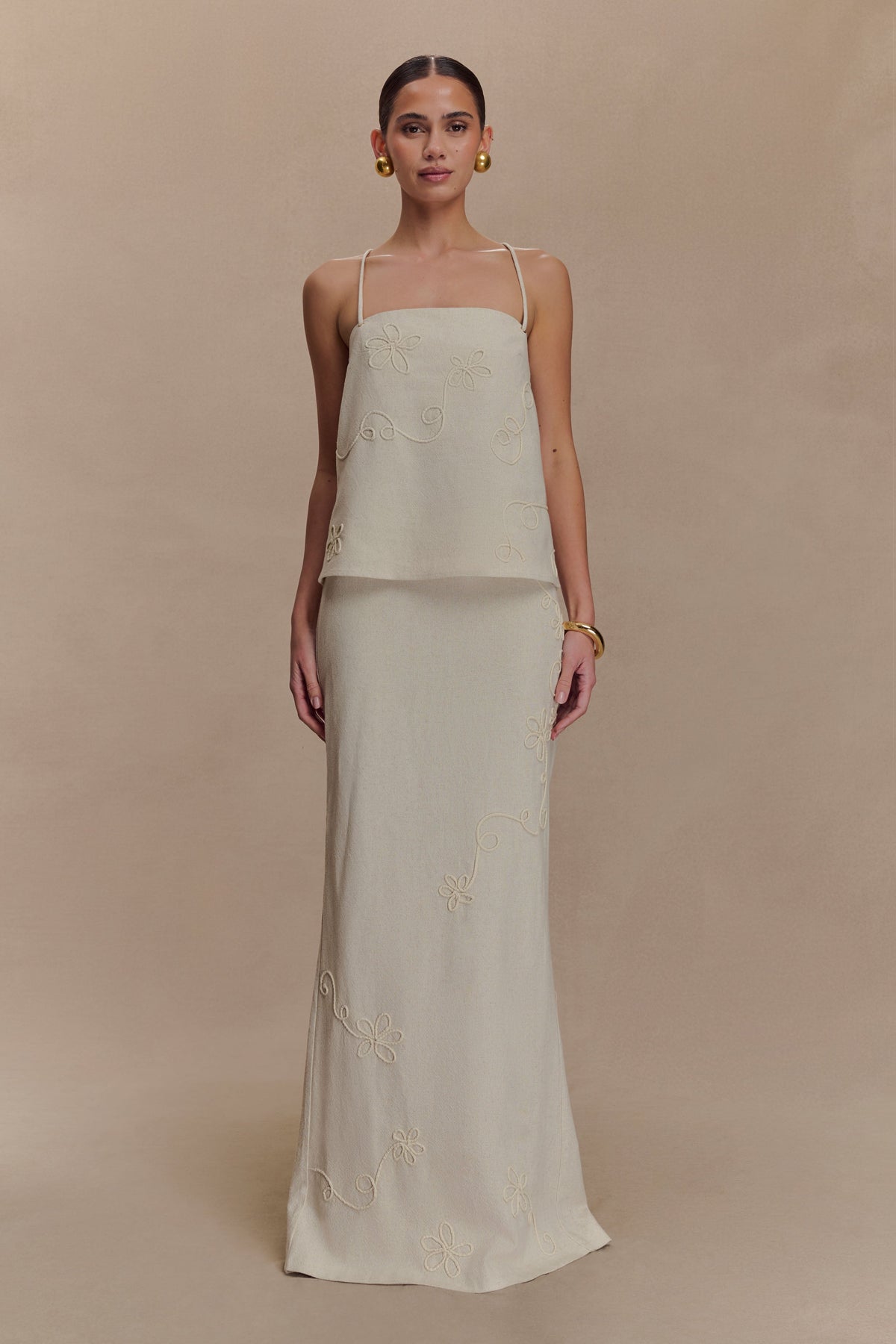 Casey Linen Corded Embroidered Linen Top - Natural #8