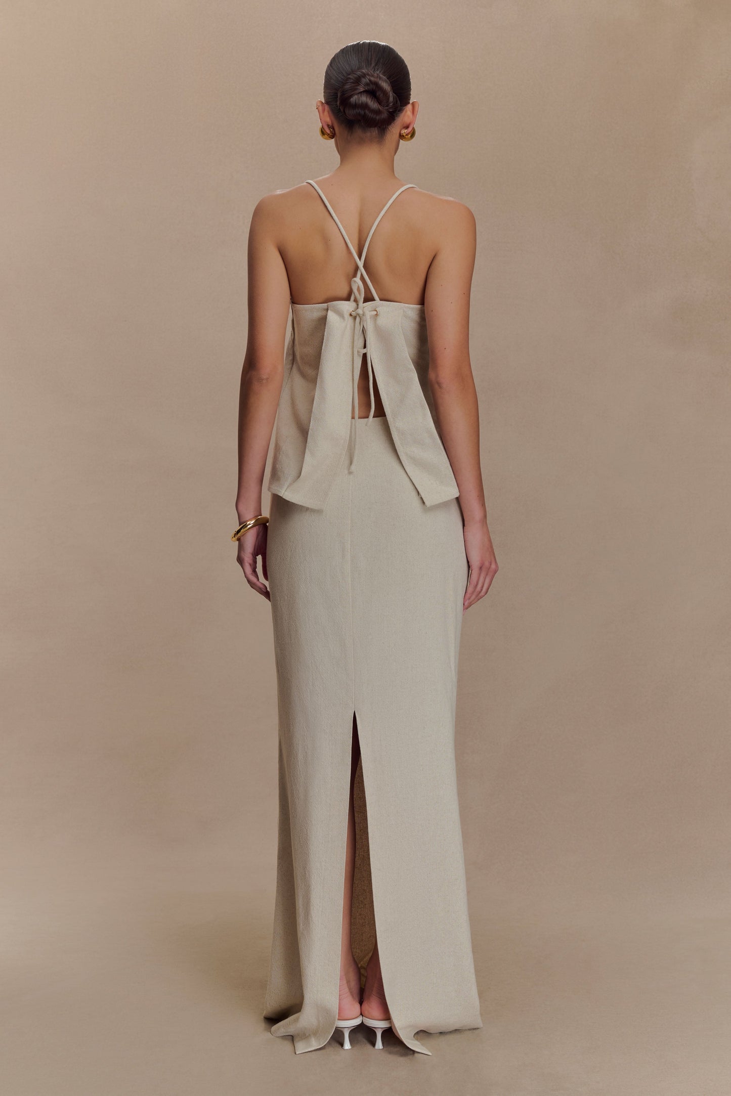 Casey Linen Corded Embroidered Linen Top - Natural