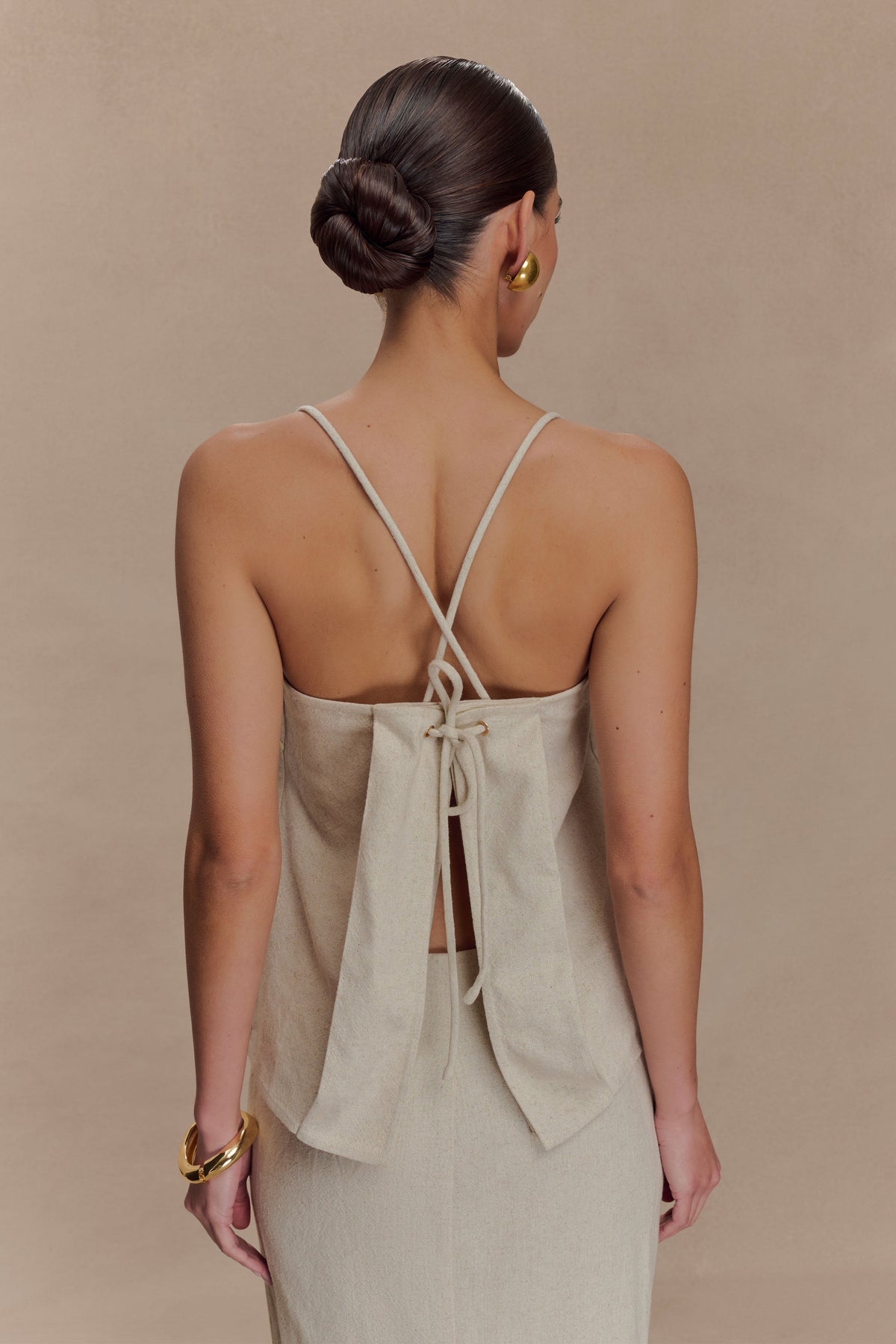 Casey Linen Corded Embroidered Linen Top - Natural #4