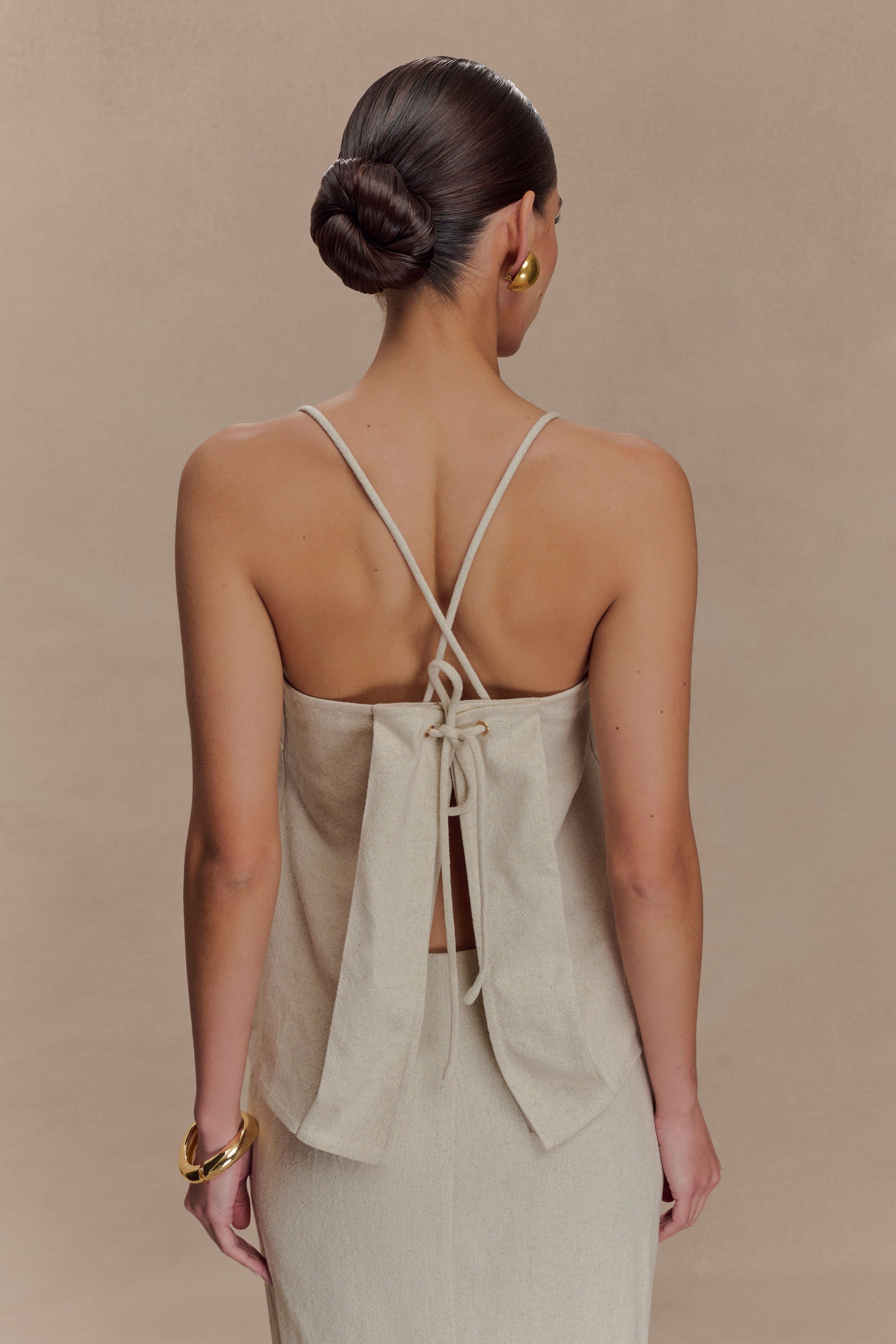 Casey Linen Corded Embroidered Linen Top - Natural #4