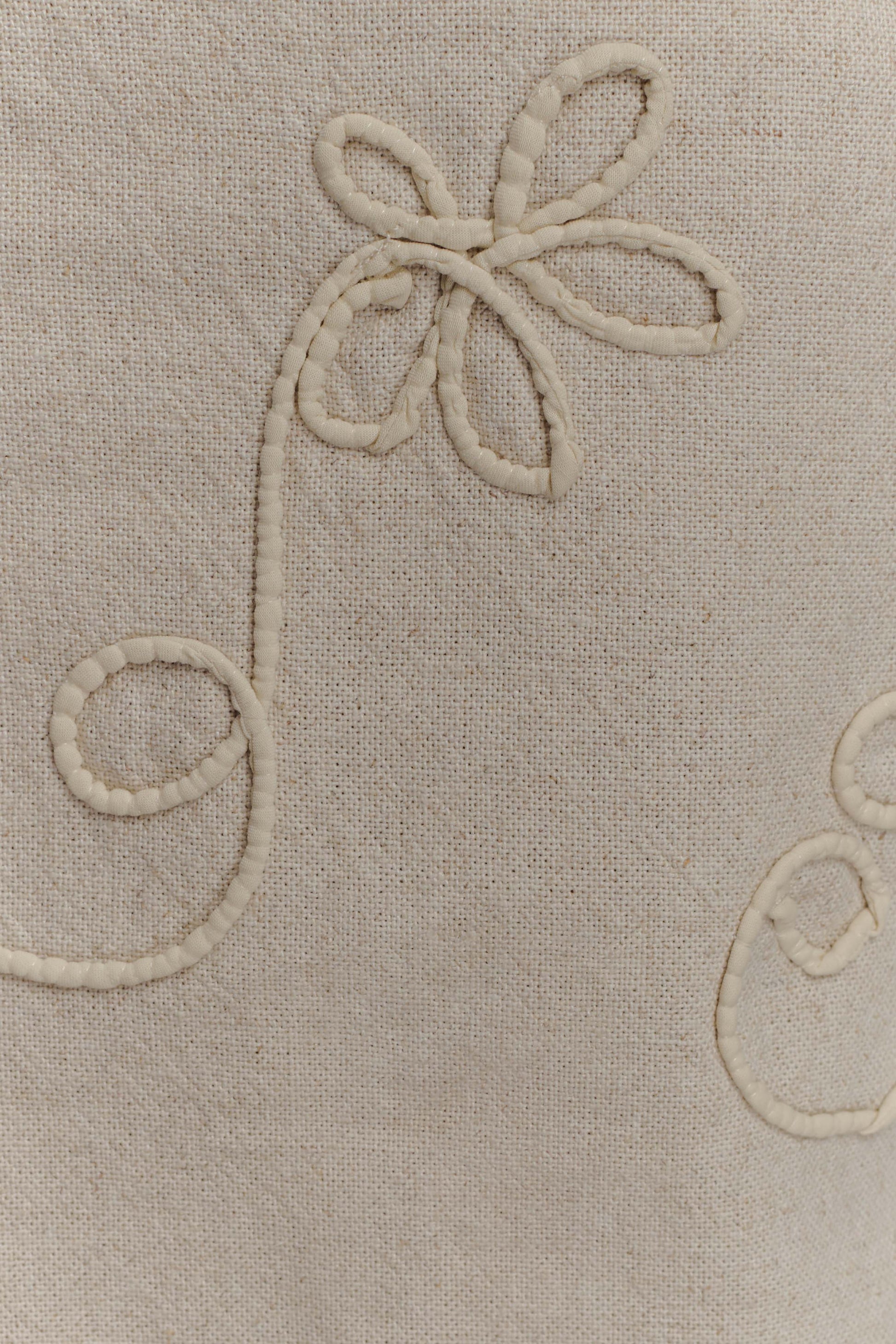 Casey Linen Corded Embroidered Linen Top - Natural #9