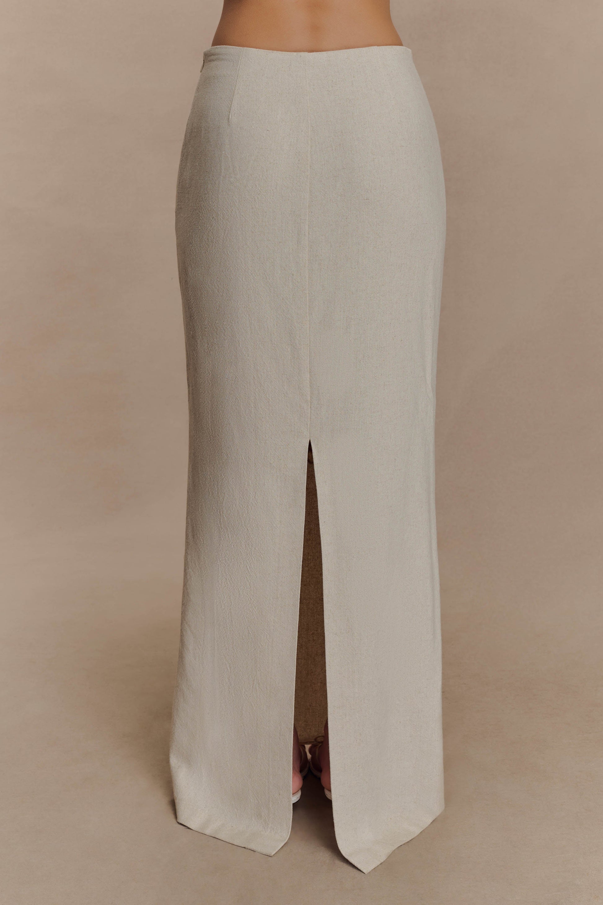 Casey Linen Embroidered Maxi Skirt - Natural #3