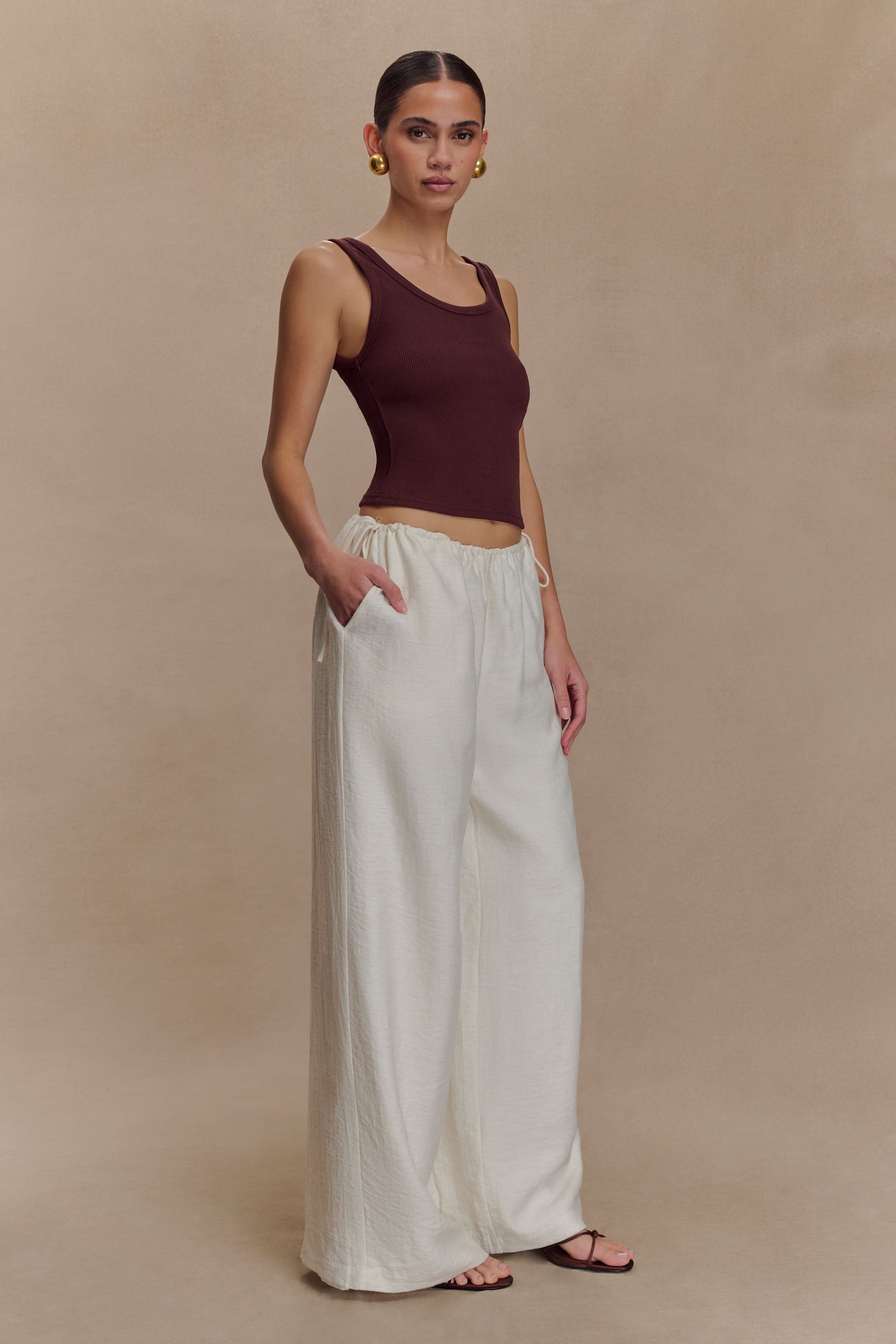 Callum Drawstring Straight Leg Pants - White #4