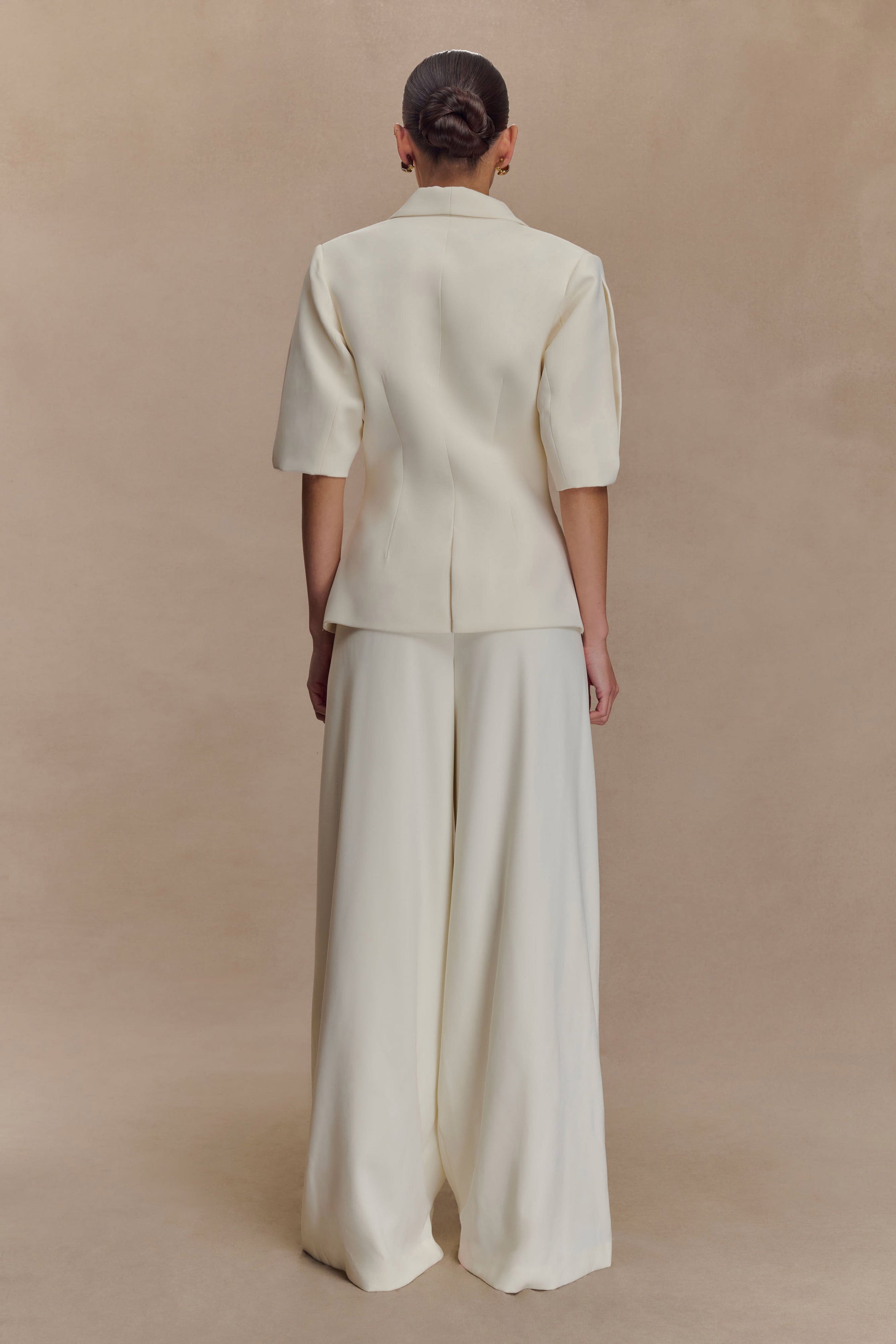 Opal Puff Sleeve Suiting Top - Ivory #2