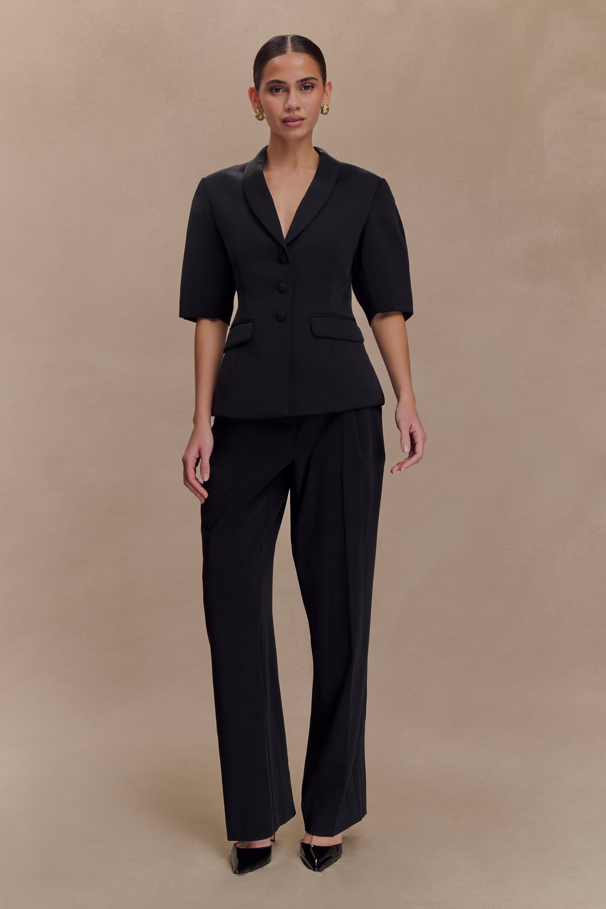Opal Puff Sleeve Suiting Top - Black #6