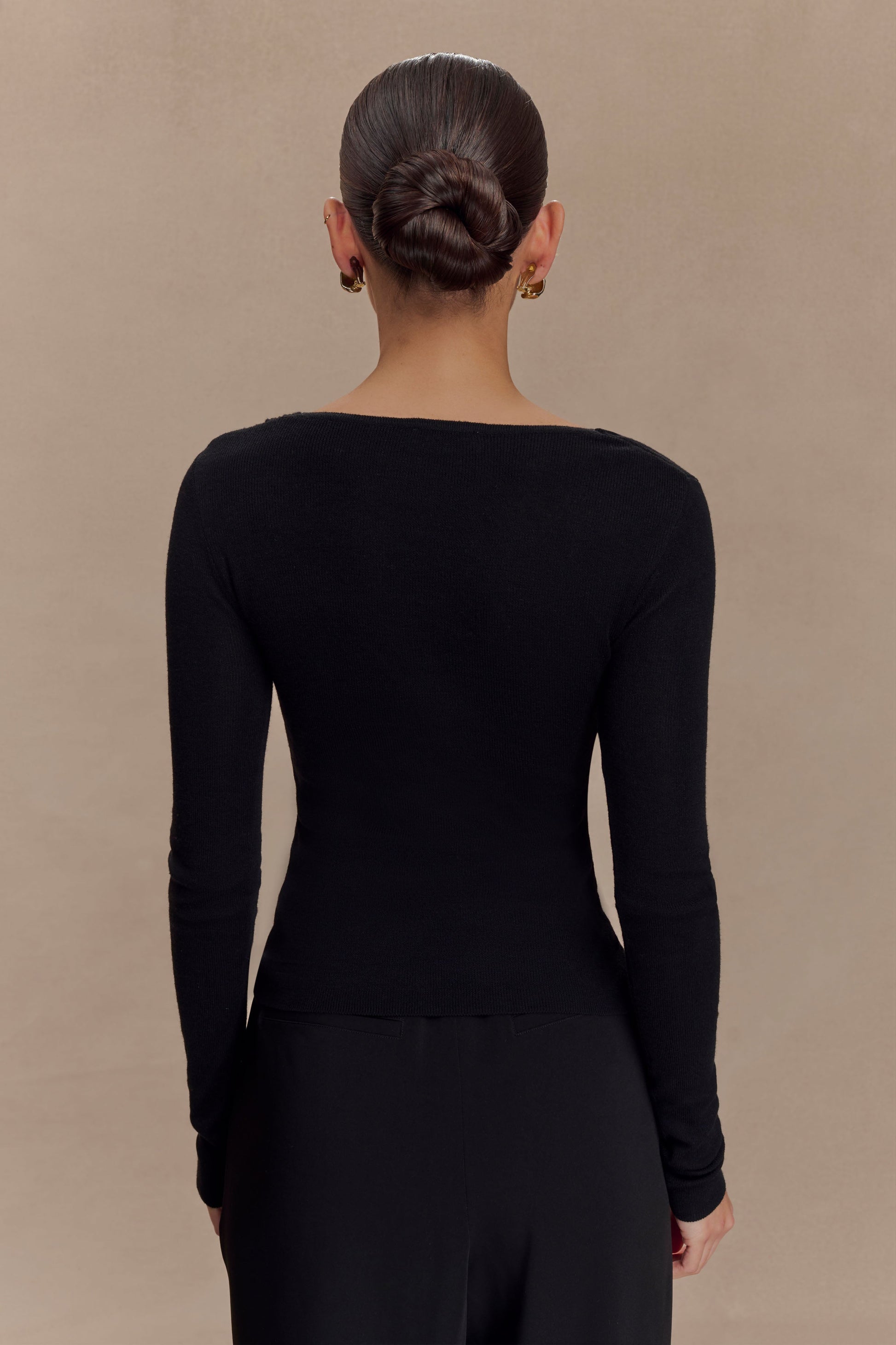 Culver Draped Twist Knit Top - Black #2