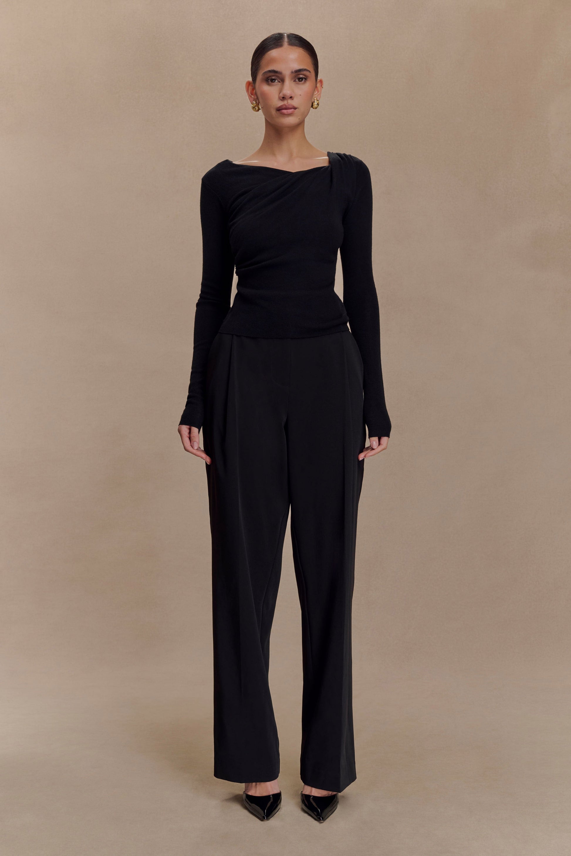 Culver Draped Twist Knit Top - Black #4