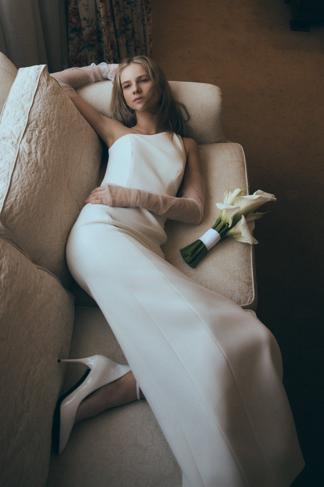 Milena One Shoulder Crepe Maxi Dress - White #8