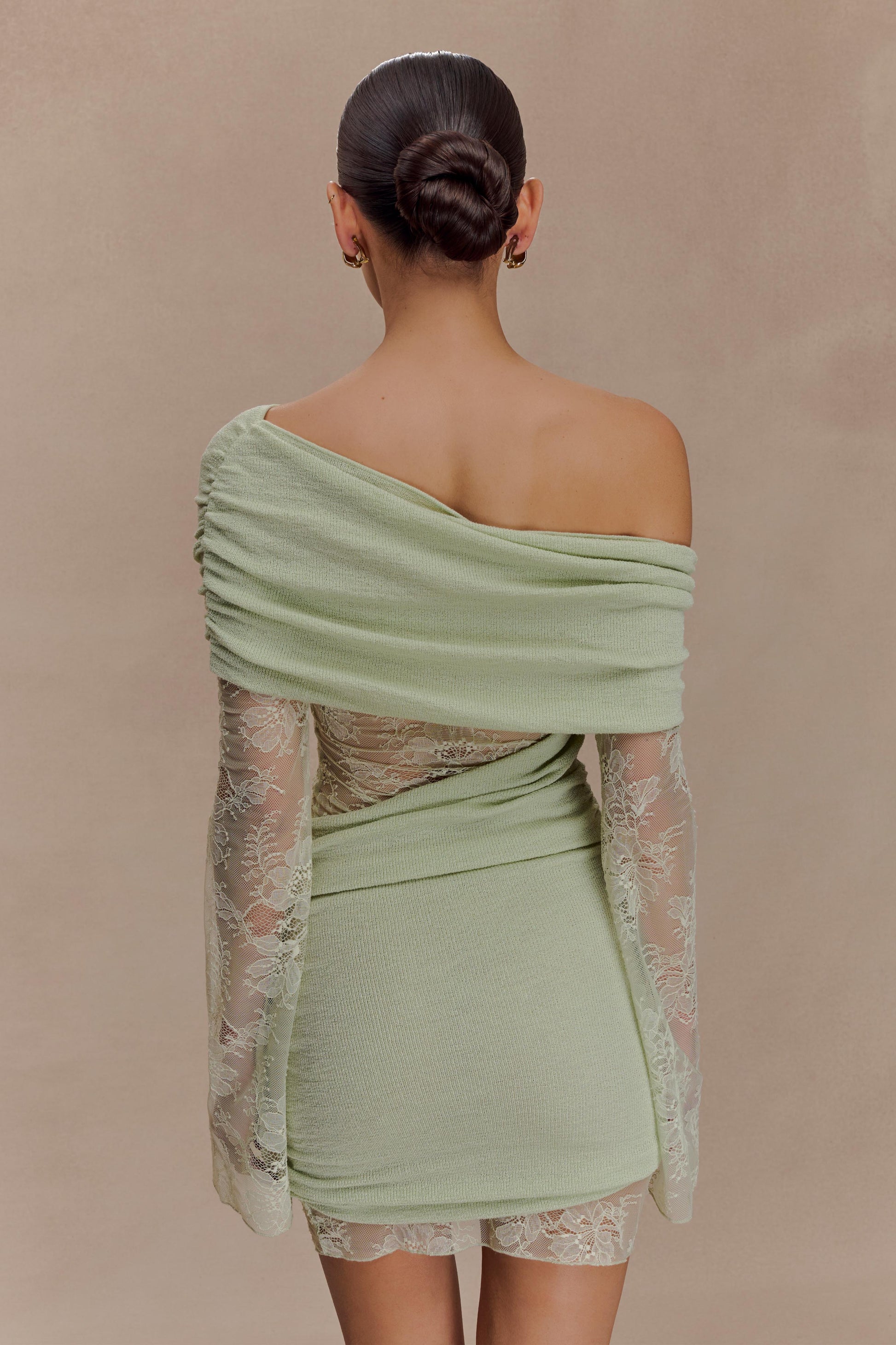 Luxie Lace Knit Mini Dress - Pastel Green #2