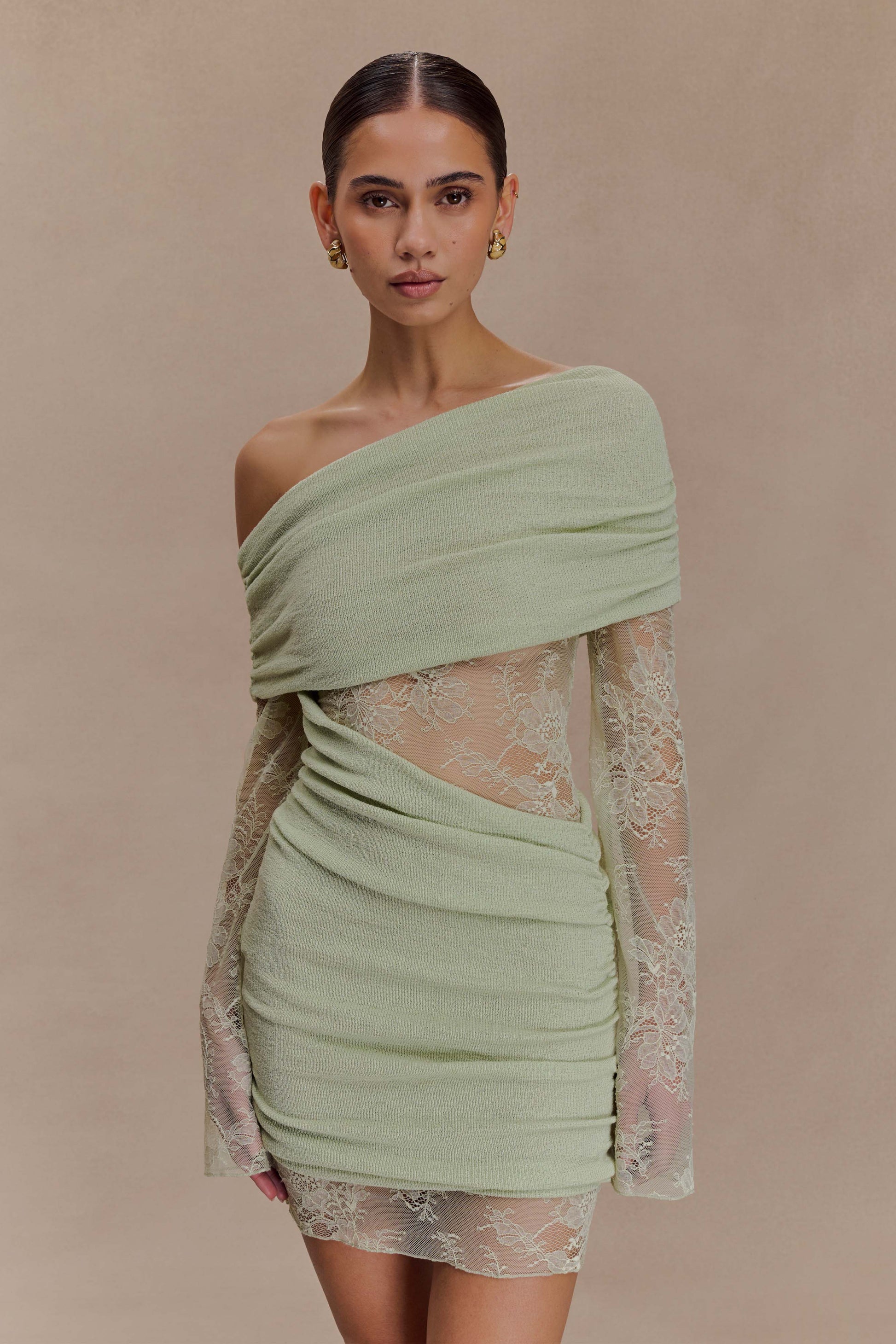 Luxie Lace Knit Mini Dress - Pastel Green Luxie Lace Knit Mini Dress - Pastel Green