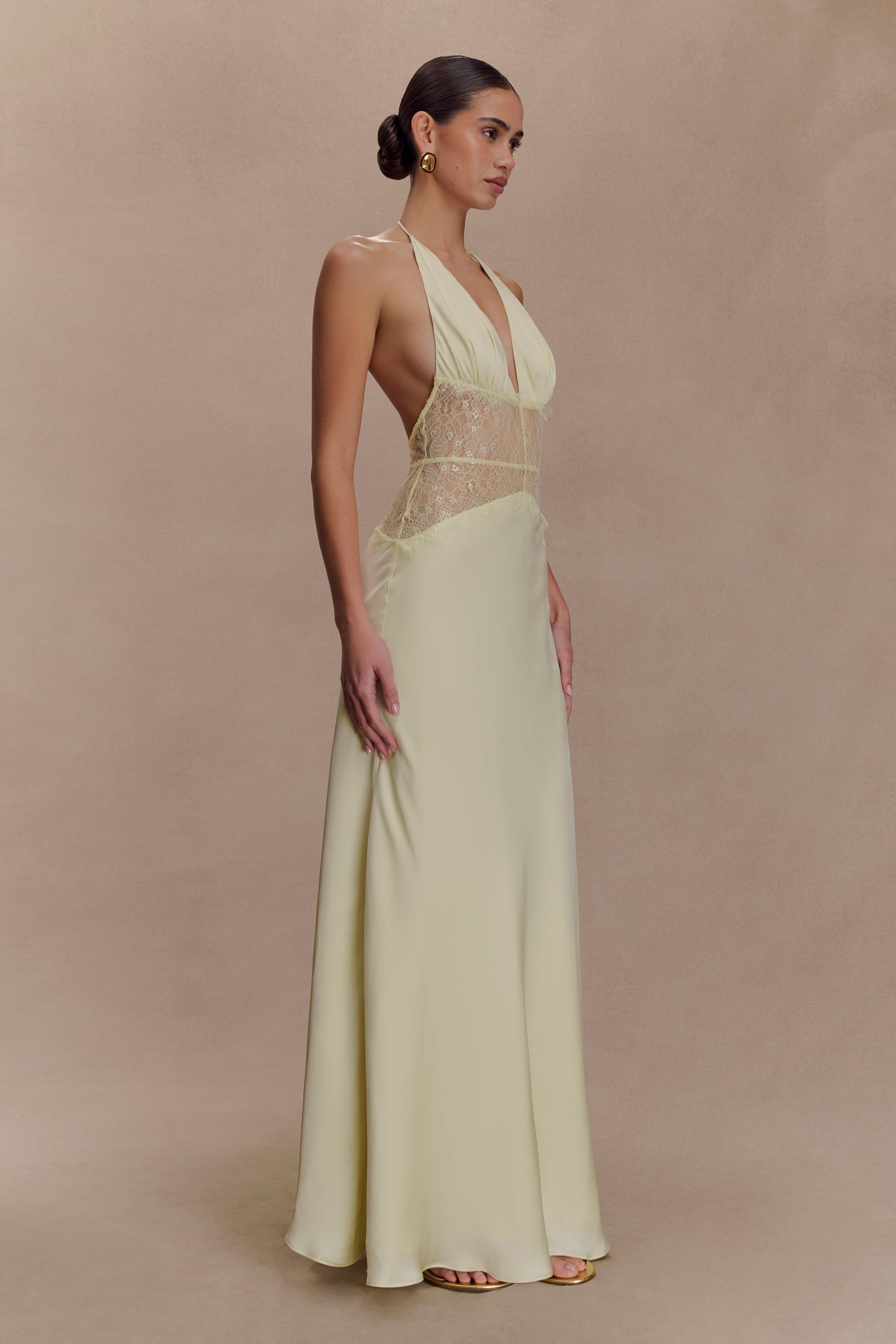 Dinah Lace And Satin Maxi Dress - Lemon #4