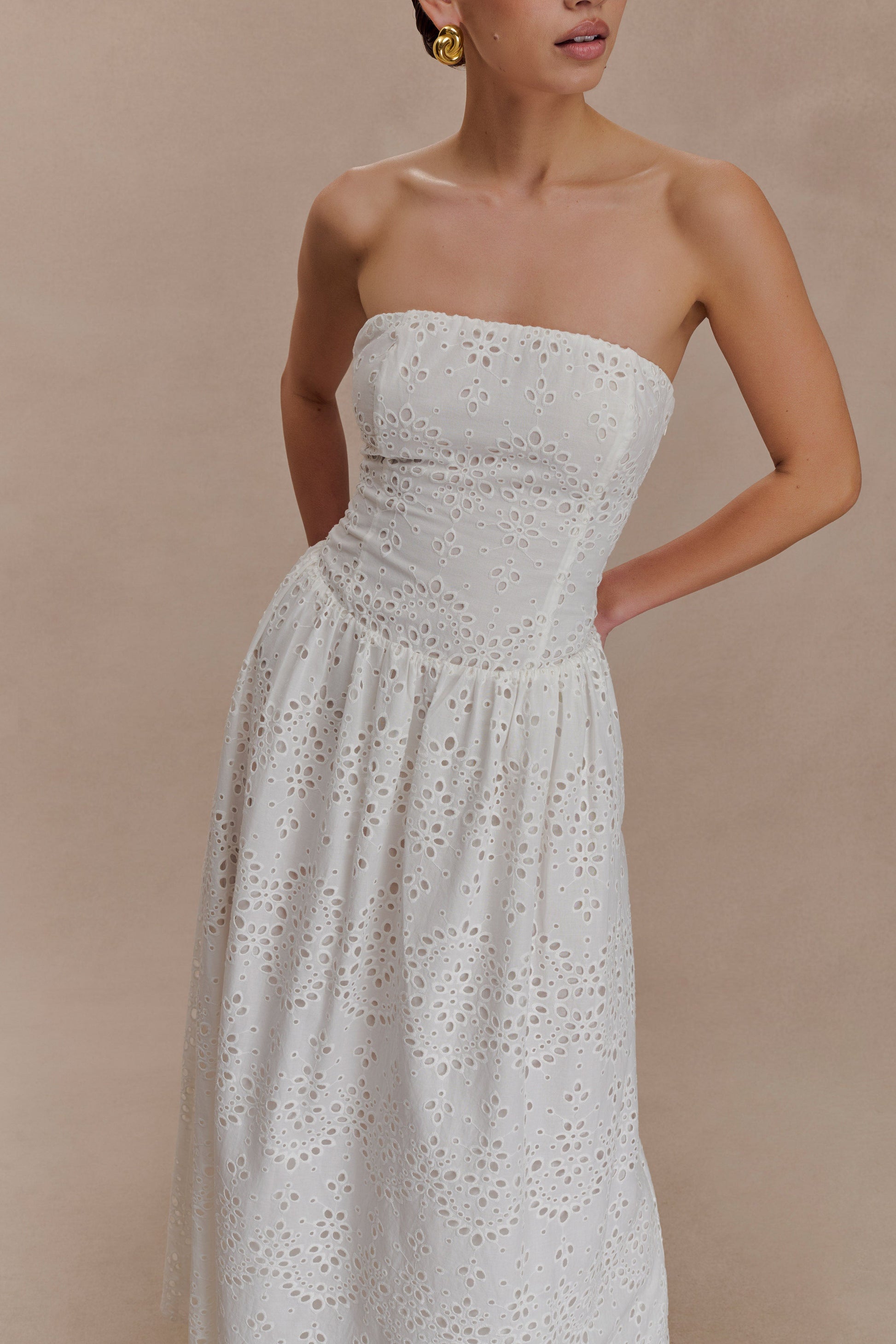 Maureen Broderie Strapless Maxi Dress - White #3