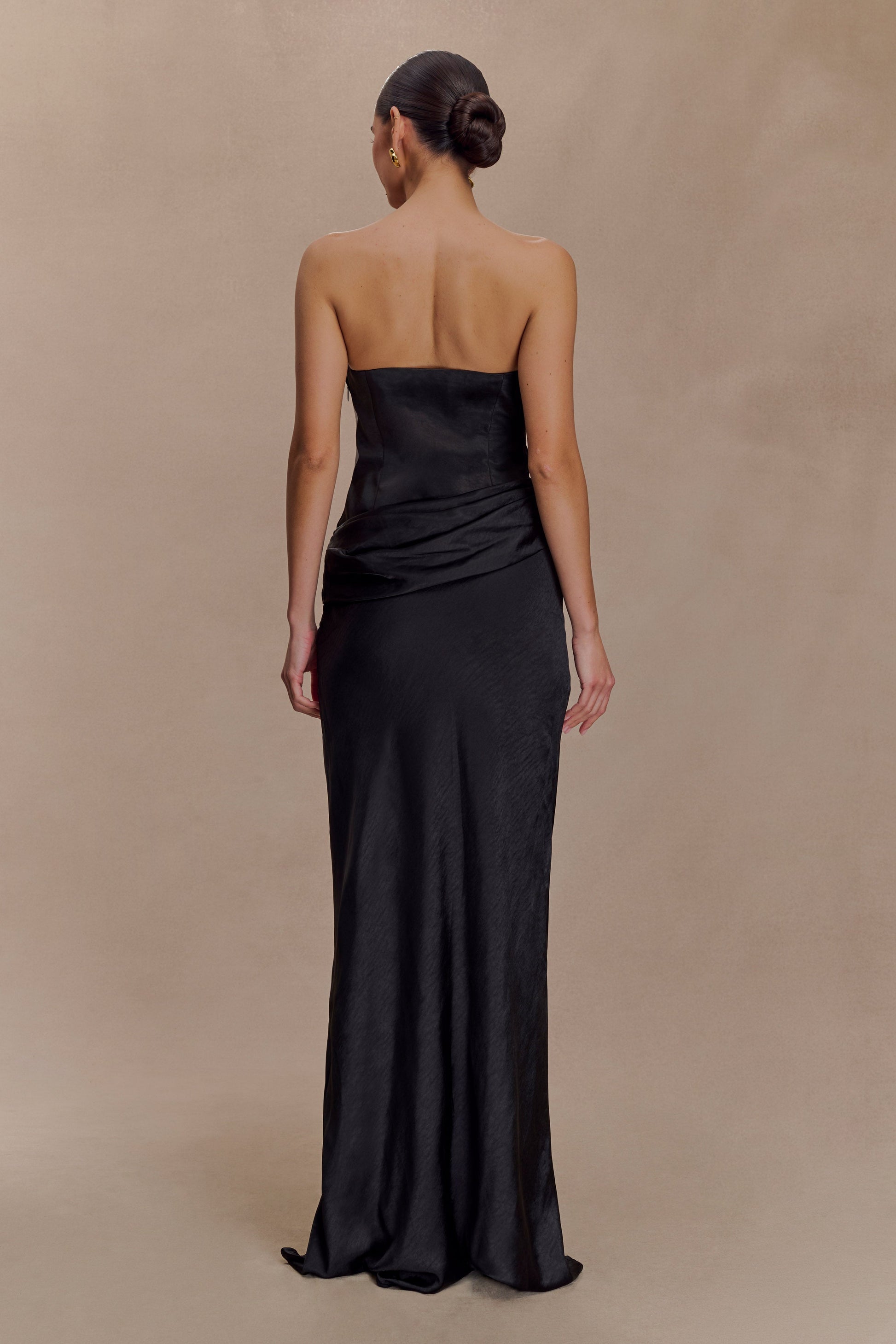 Jasmine Strapless Satin Maxi Dress - Black #2