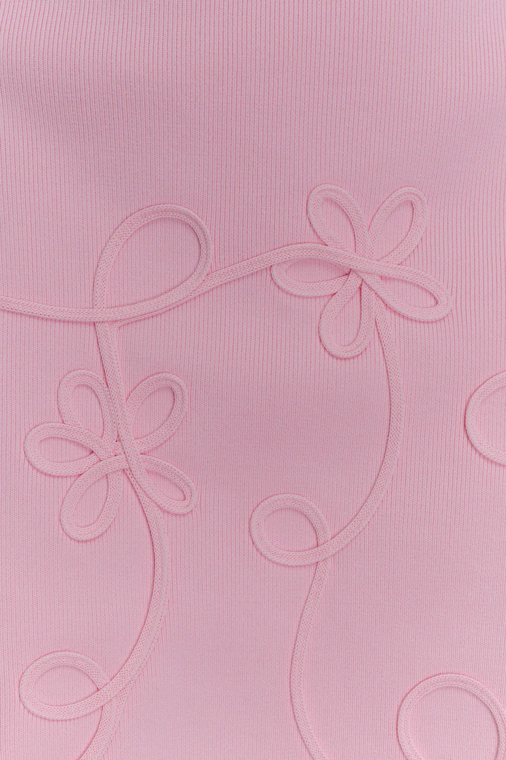 Brullo Embroidery Knit Mini Dress - Baby Pink #4