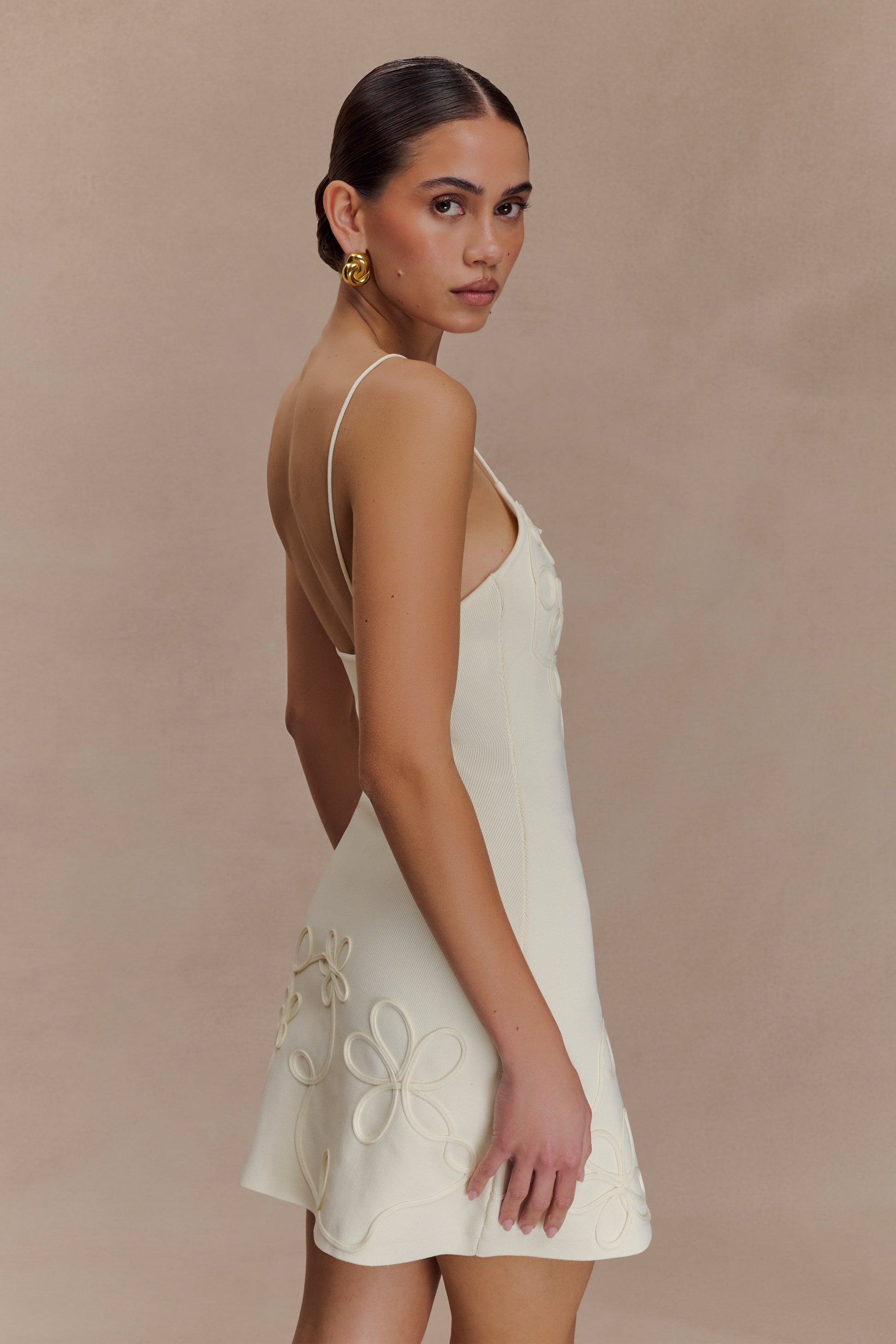 Brullo Embroidery Knit Mini Dress - Ivory #4