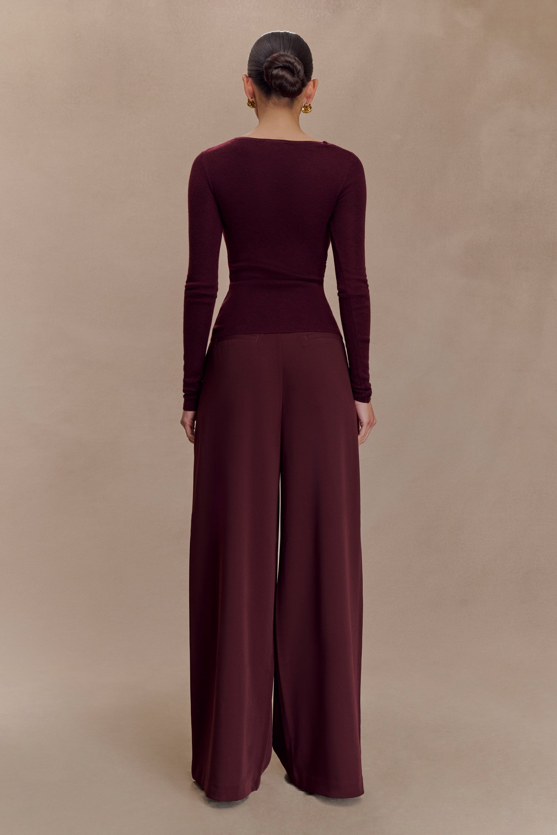 Culver Draped Twist Knit Top - Wine #2
