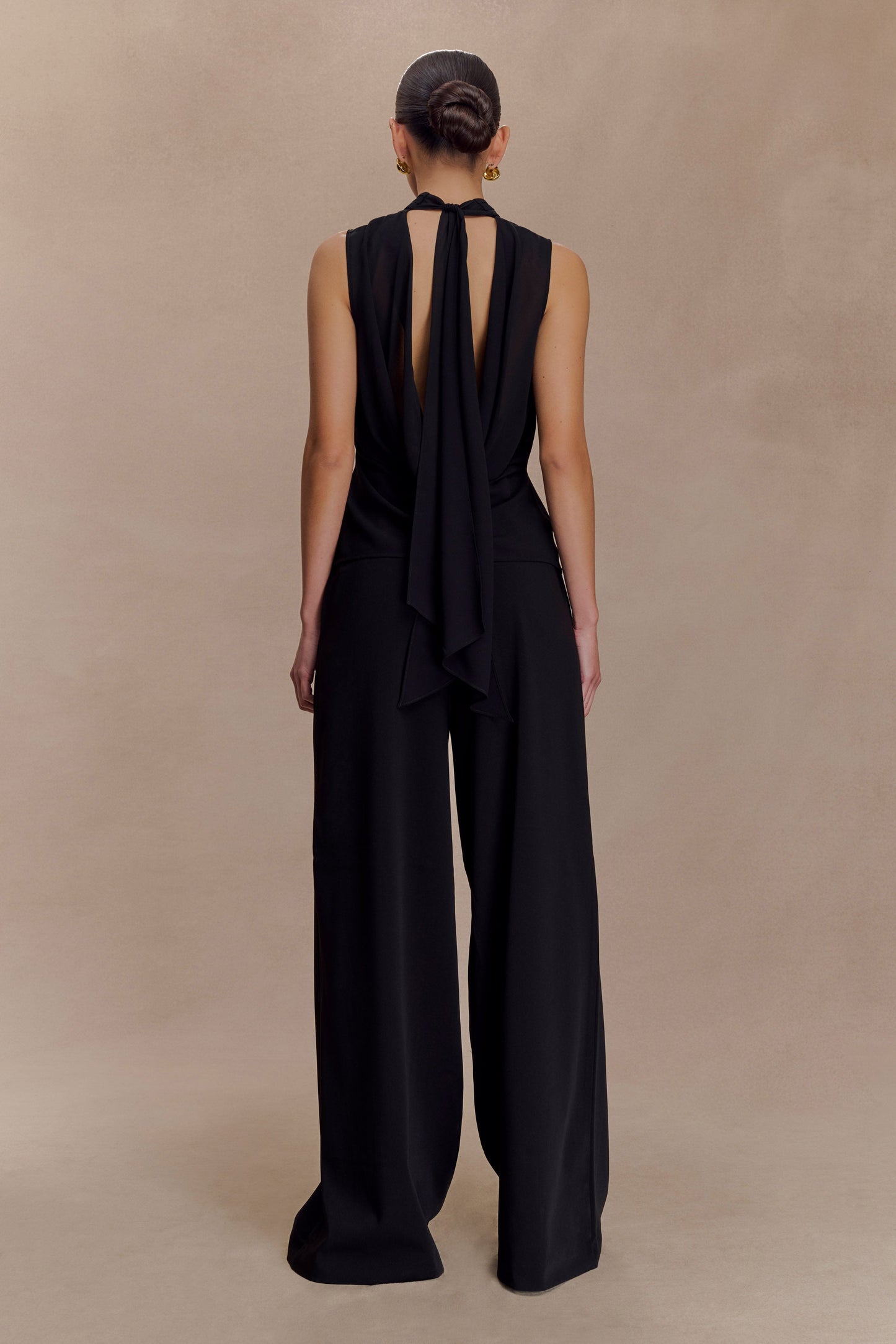 Saria Chiffon Low Back Top - Black