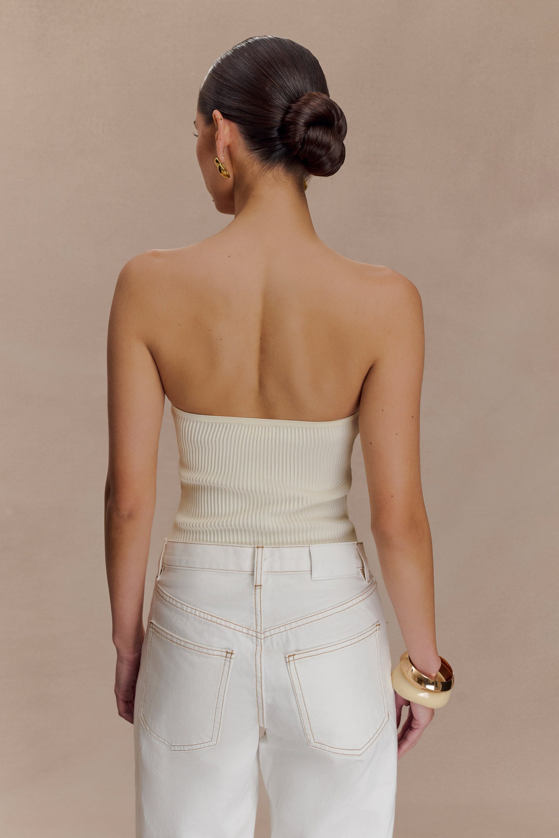 Elodie Strapless Cupped Knit Top - Ivory #2