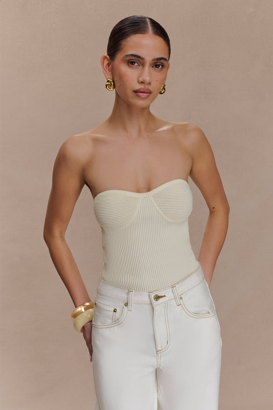 Elodie Strapless Cupped Knit Top - Ivory