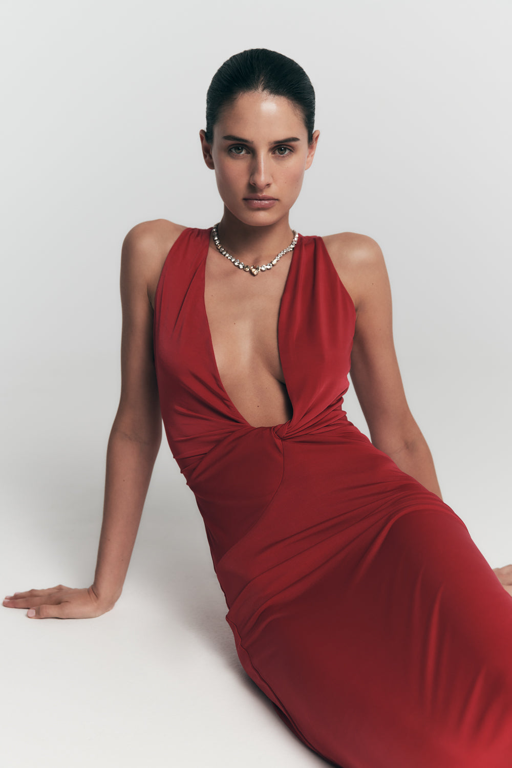 Stella Draped Slinky Maxi Dress - Fuchsia Pink #8