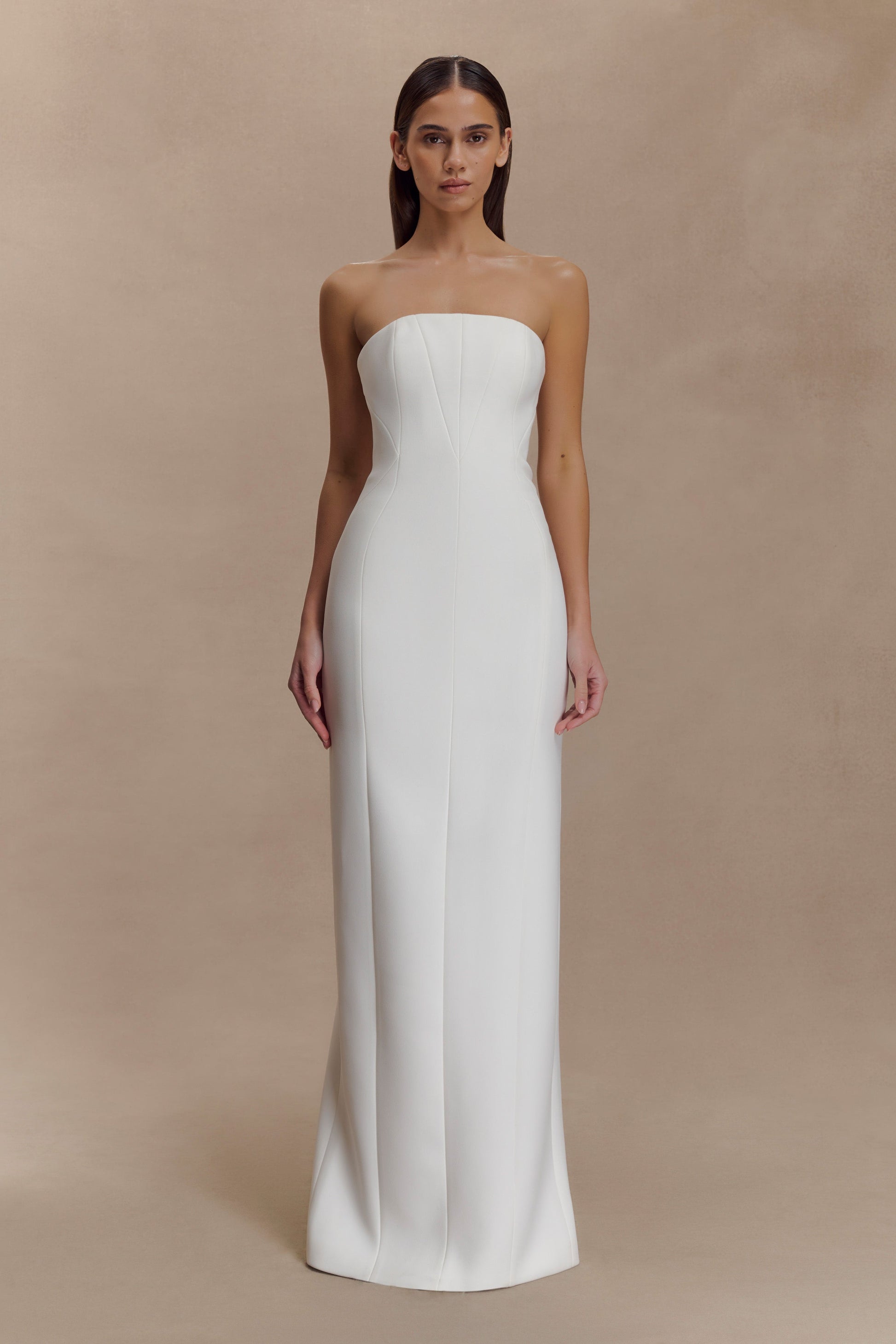 Kalila Strapless Crepe Maxi Dress - White #3