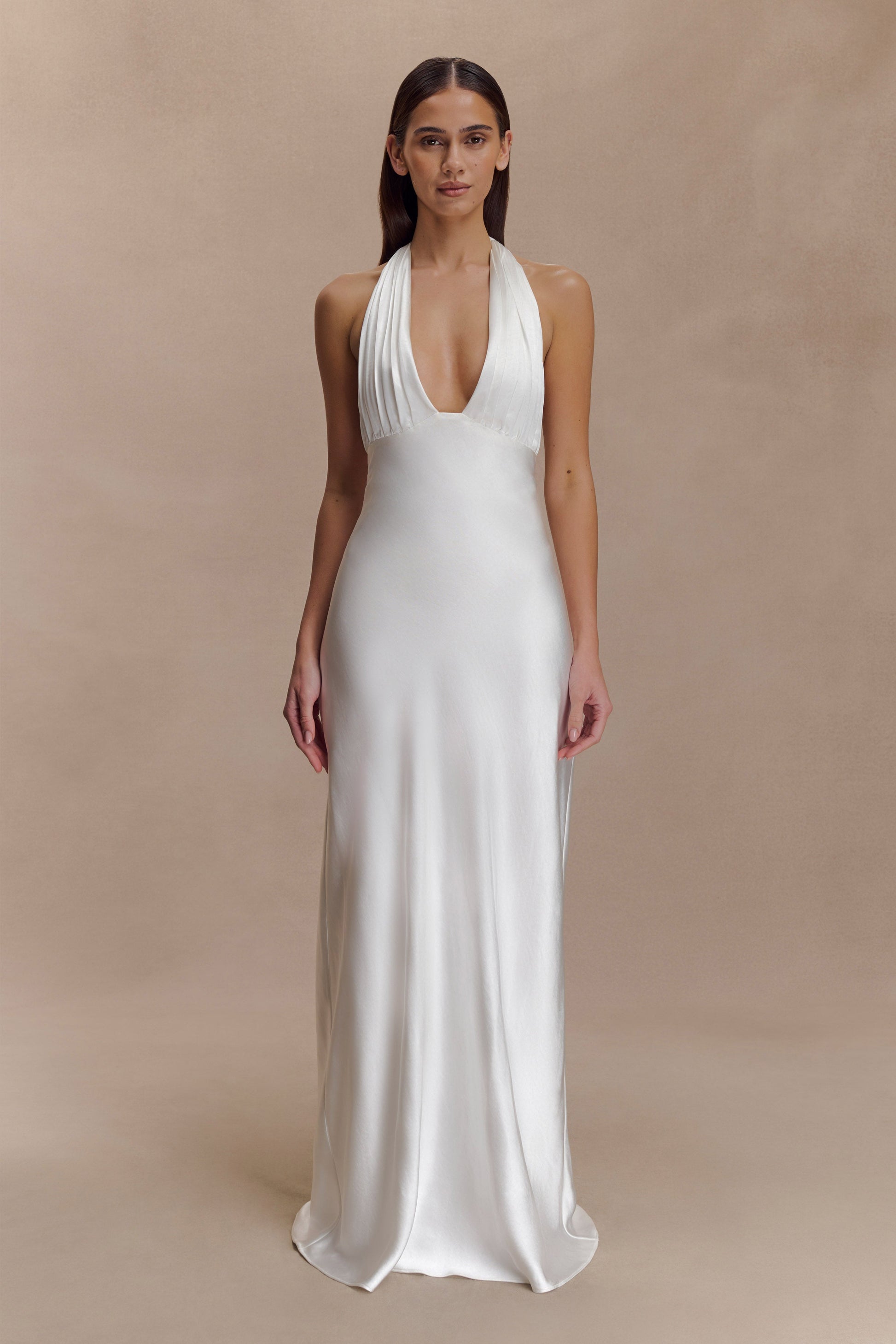 Alice Satin Halter Maxi Dress - White #4